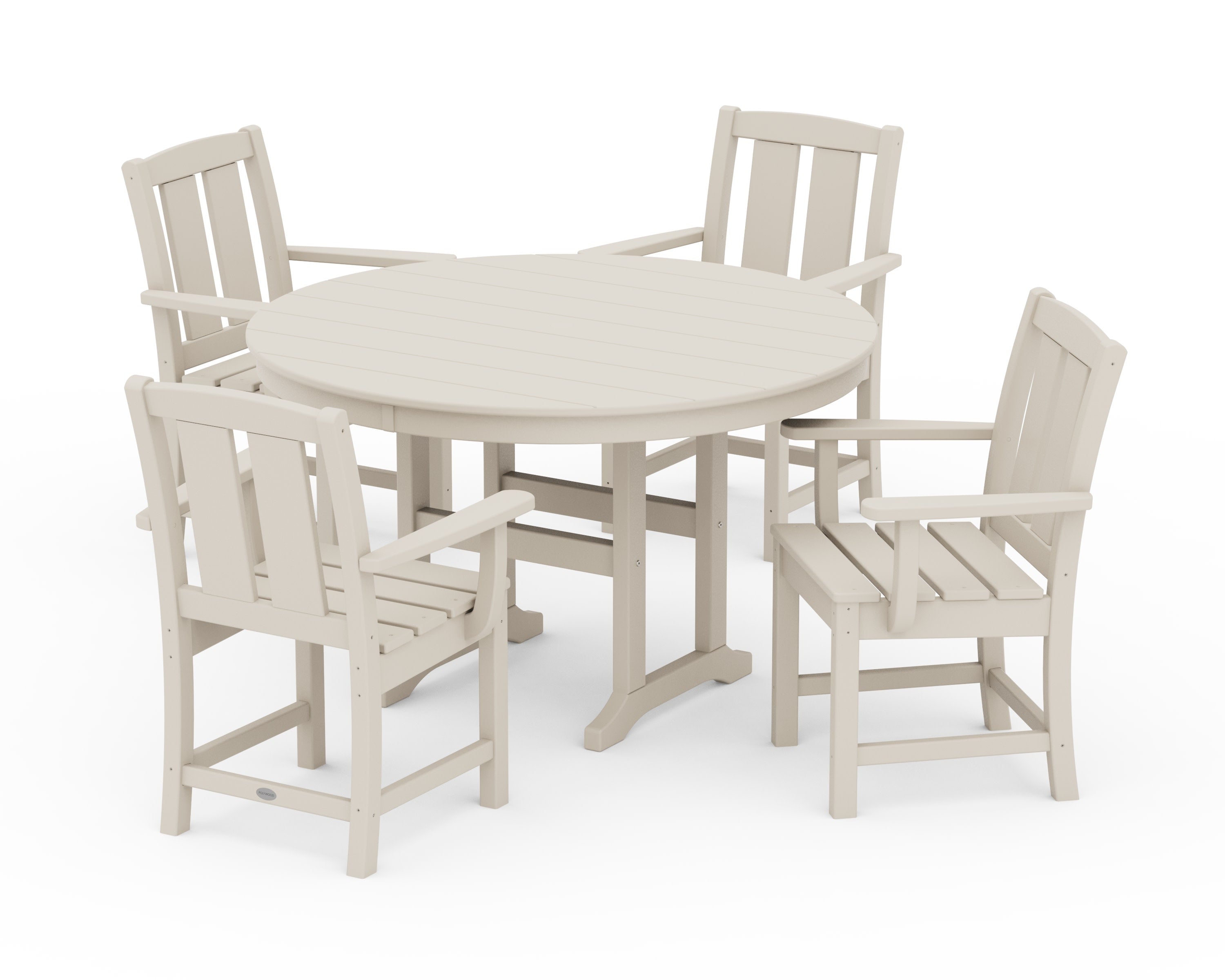 Mission 5-Piece Round Farmhouse Dining Set in Sand