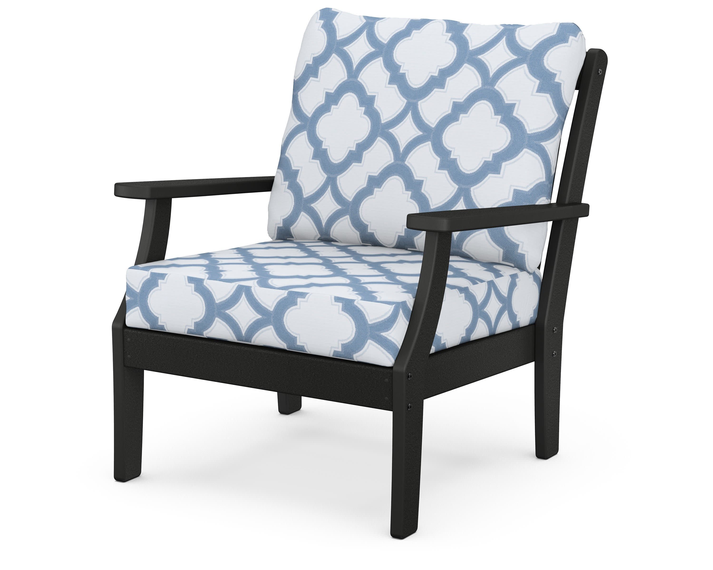 Braxton Deep Seating Chair in Black / Trellis Sky Blue