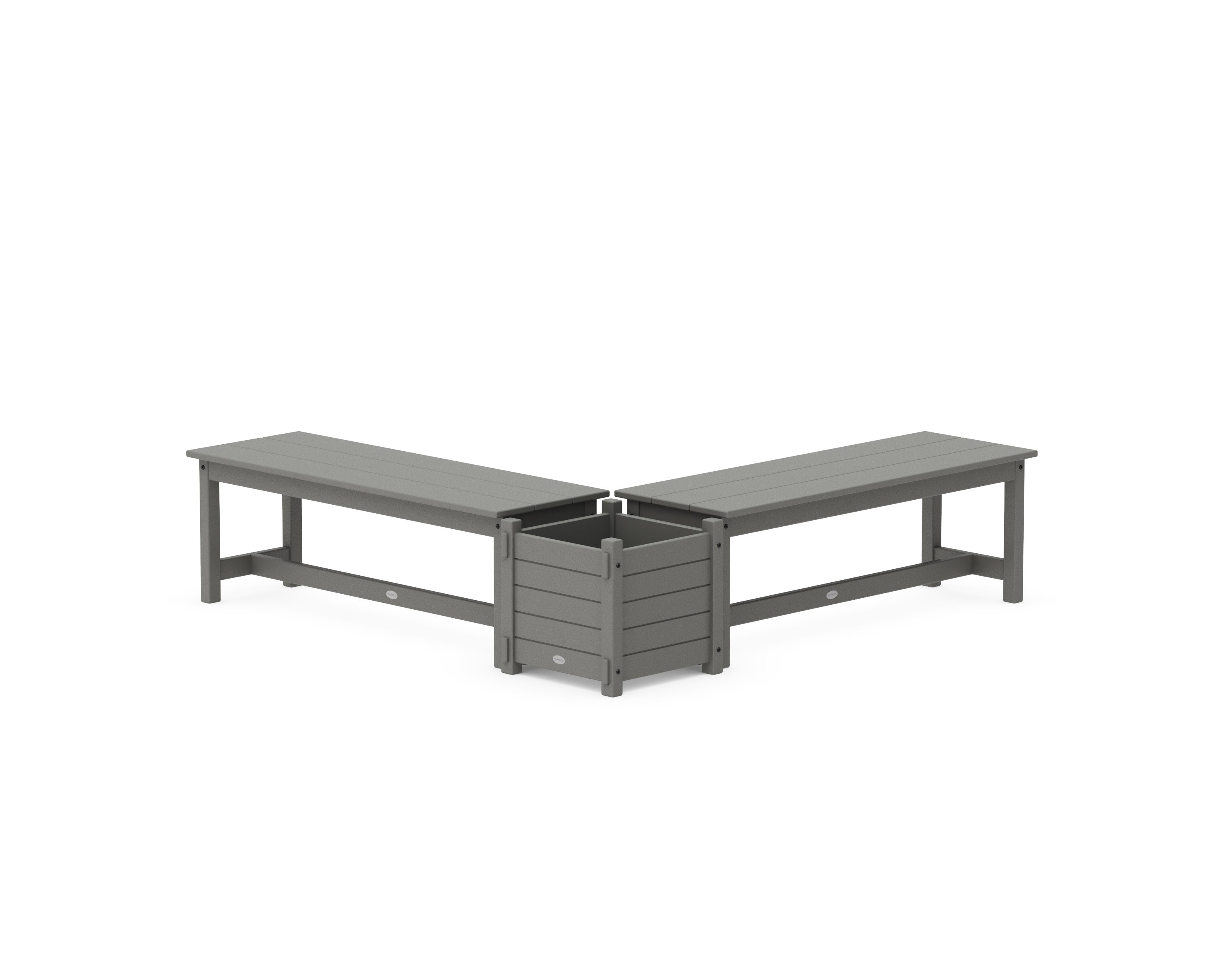 48" Nautical L- Shaped Planter Bench Set in Slate Grey