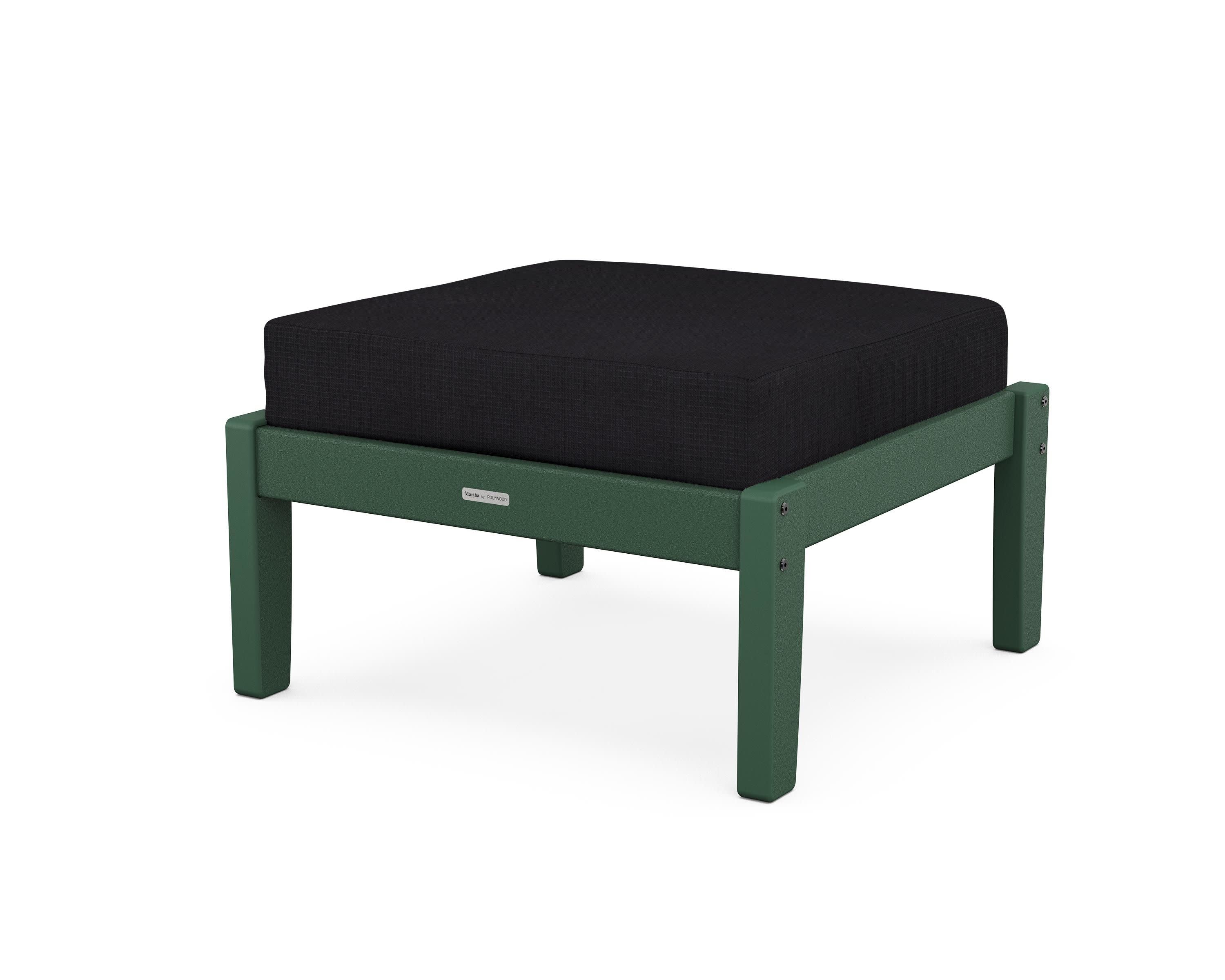 Chinoiserie Deep Seating Ottoman in Green / Midnight Linen