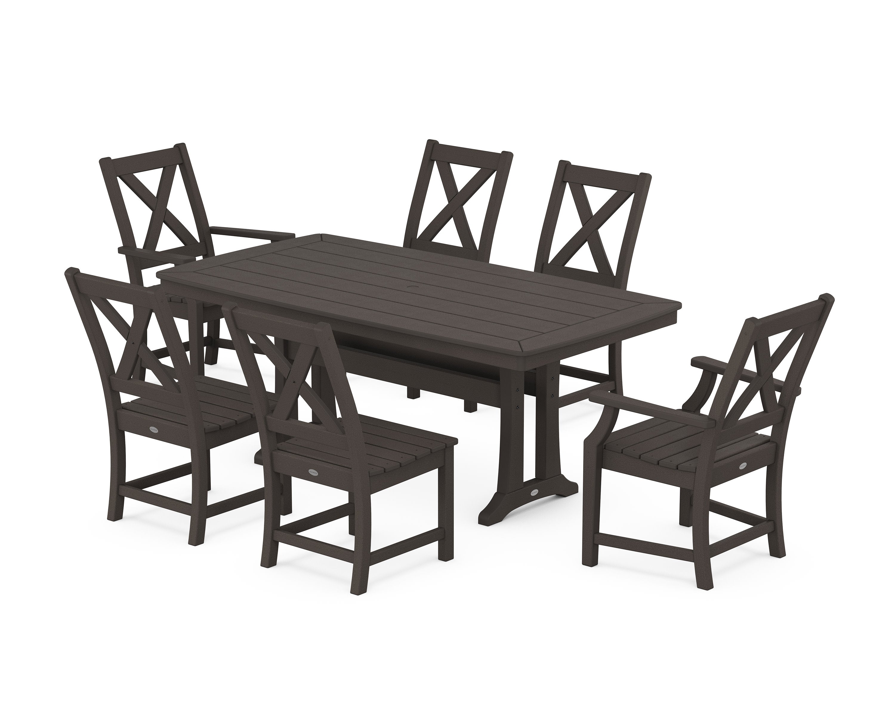 Braxton 7-Piece Dining Set with Trestle Legs in Vintage Coffee