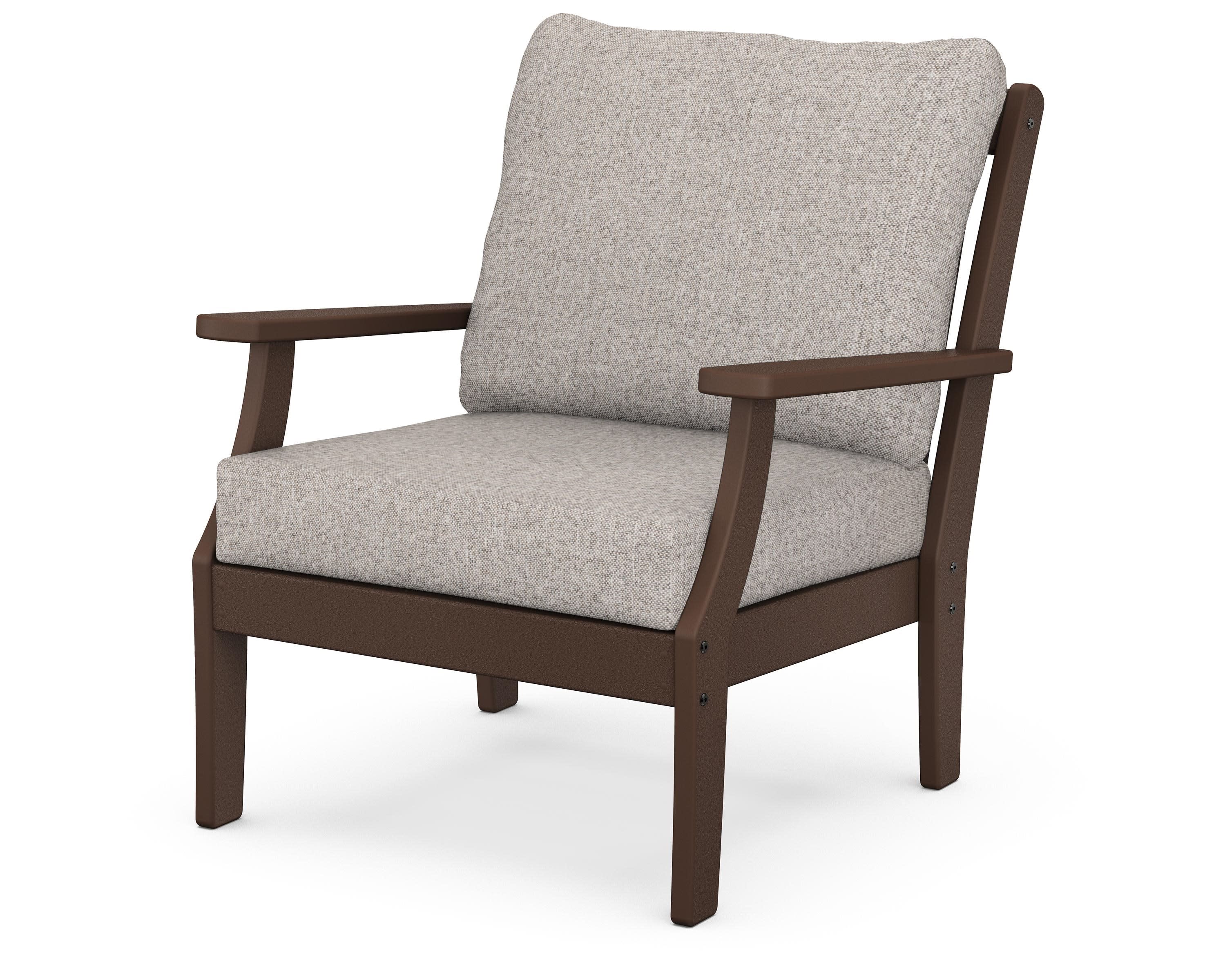 Braxton Deep Seating Chair in Mahogany / Weathered Tweed