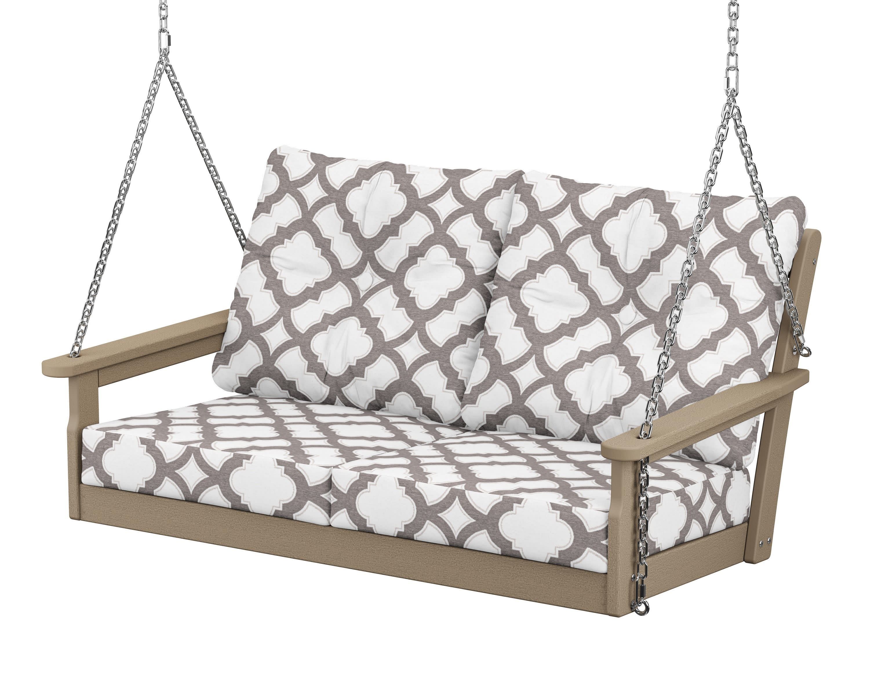 Vineyard Deep Seating Swing in Vintage Sahara / Trellis Grey Mist