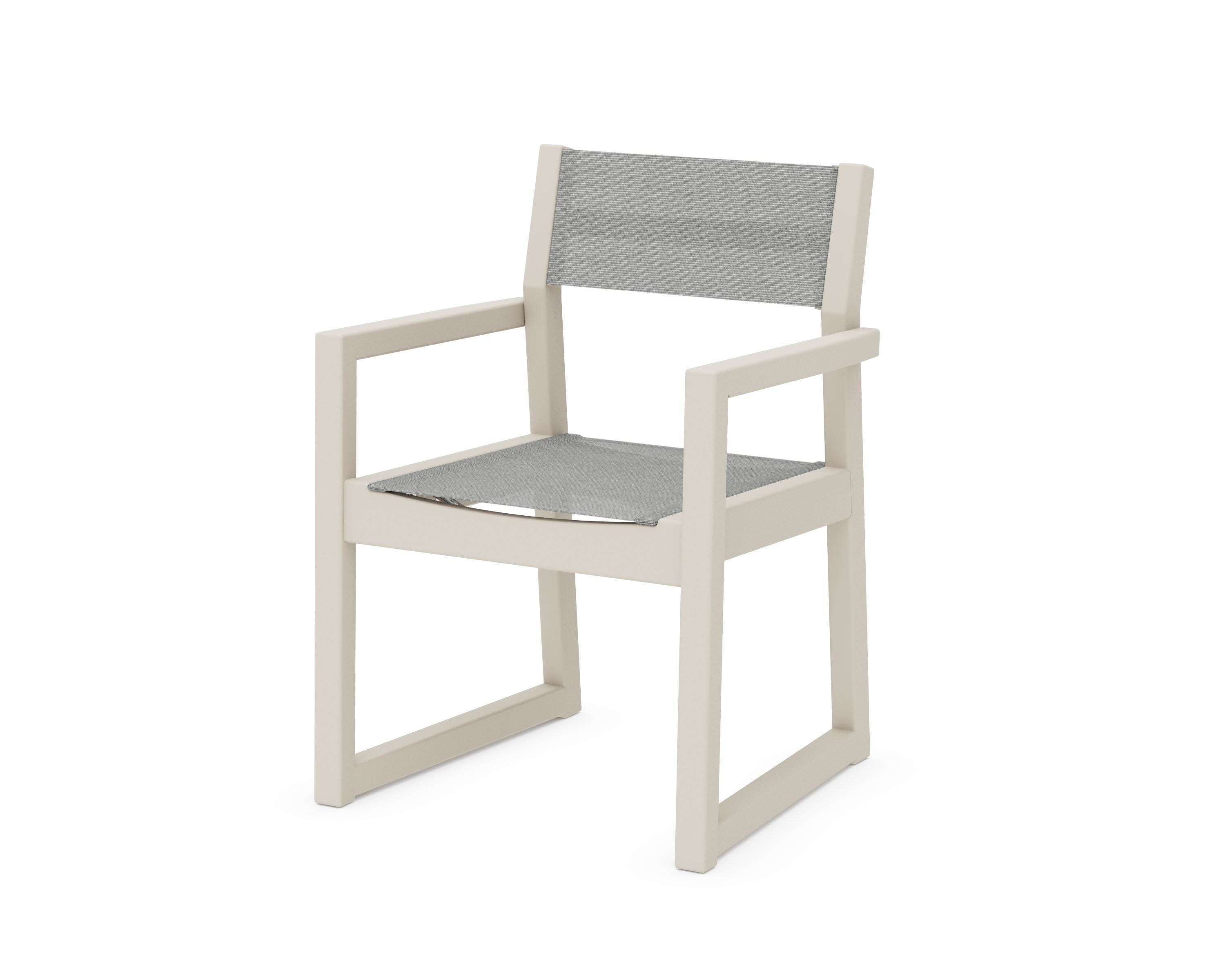EDGE Sling Dining Arm Chair in Sand / Metallic Sling