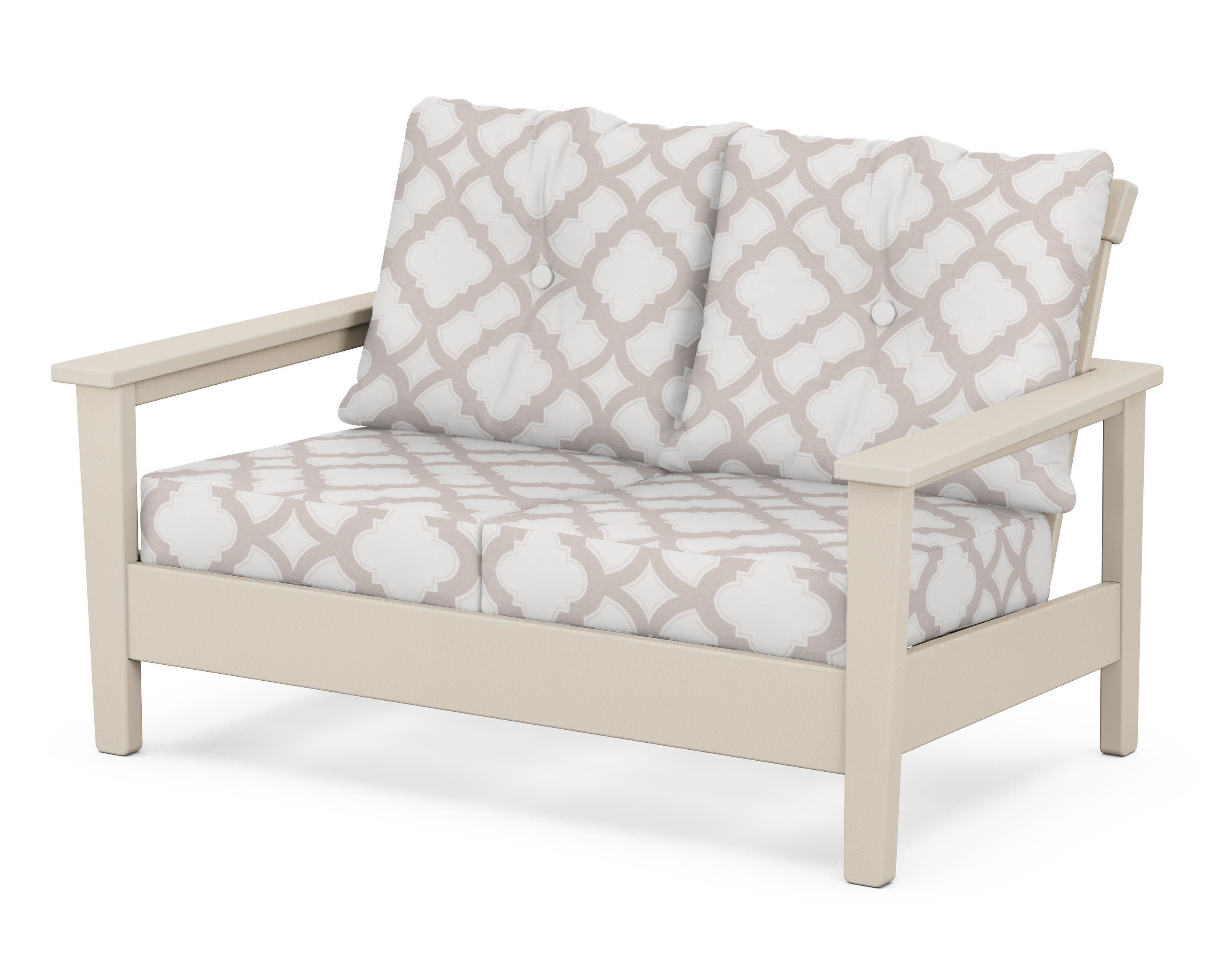 Prescott Deep Seating Loveseat in Sand / Trellis Dune Burlap