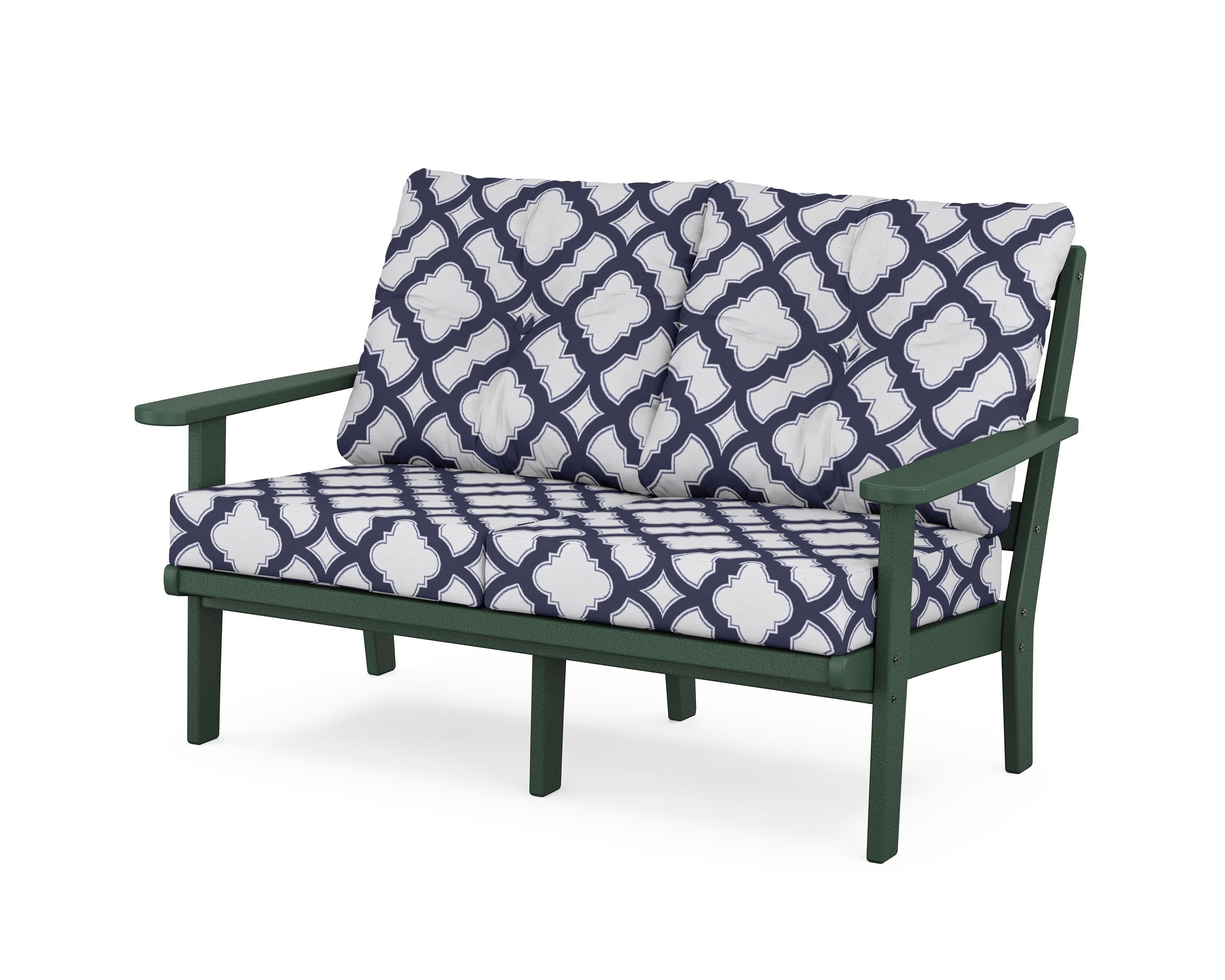 Mission Deep SeatingLoveseat in Green / Trellis Navy
