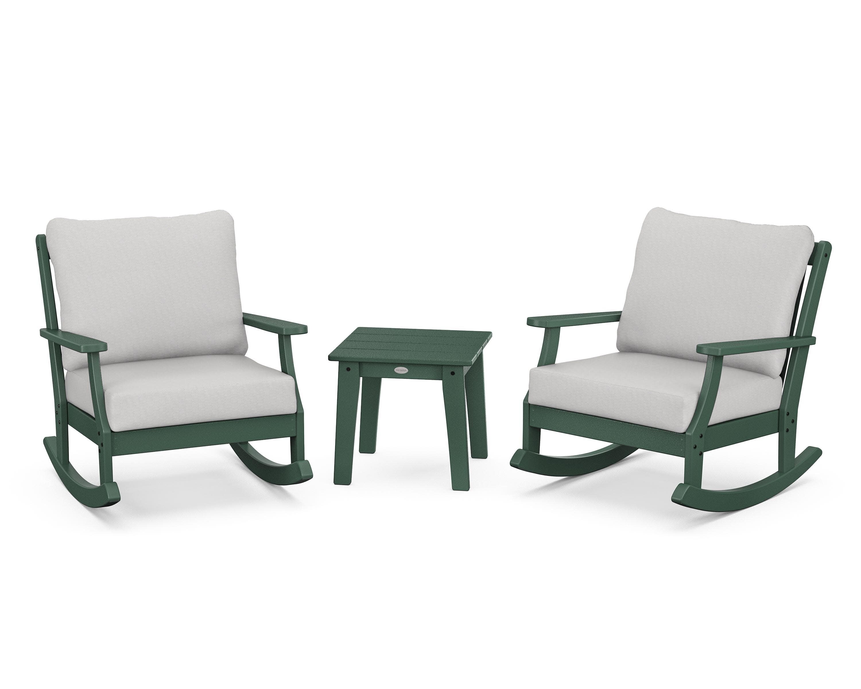 Braxton 3-Piece Deep Seating Rocker Set in Green / Diamond in the Rough