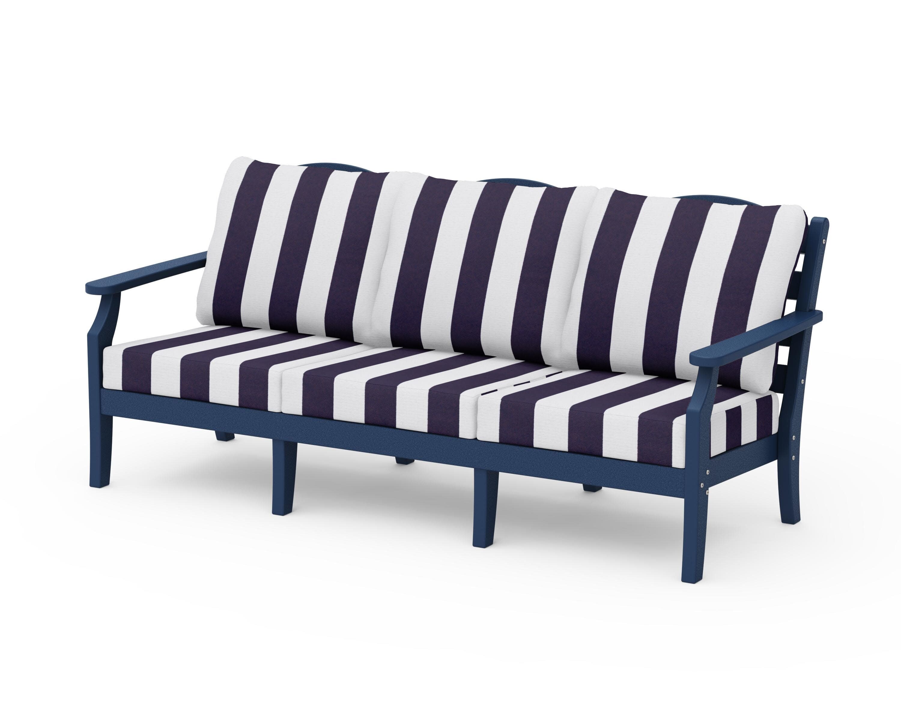 Savannah Deep Seating Sofa in Navy / Cabana Stripe Navy