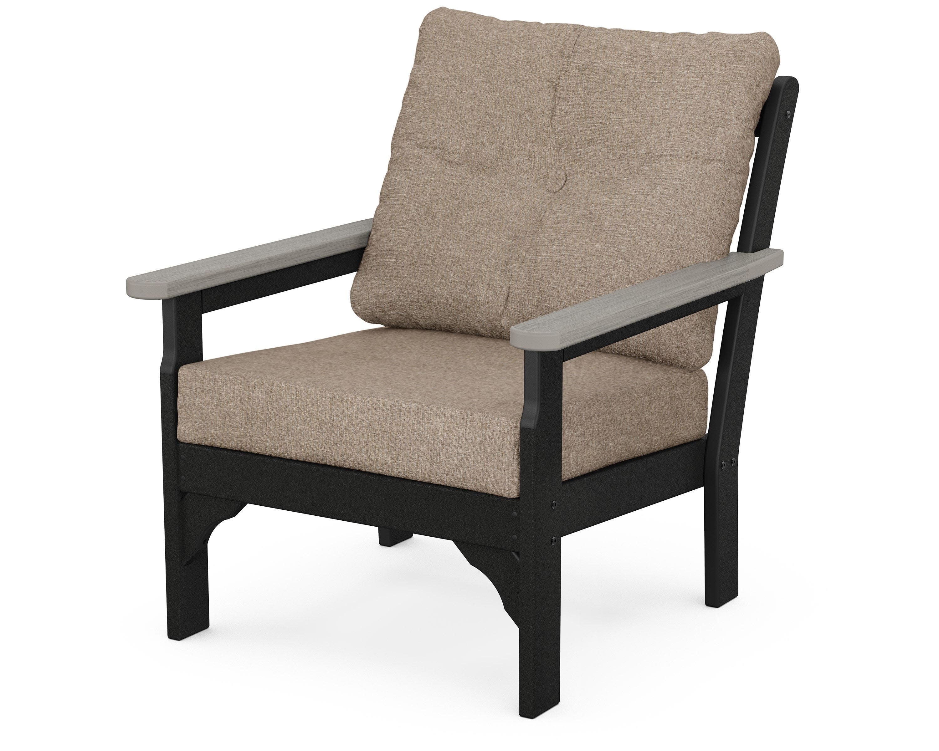 Vineyard Deep Seating Chair in Black / Driftwood / Spiced Burlap