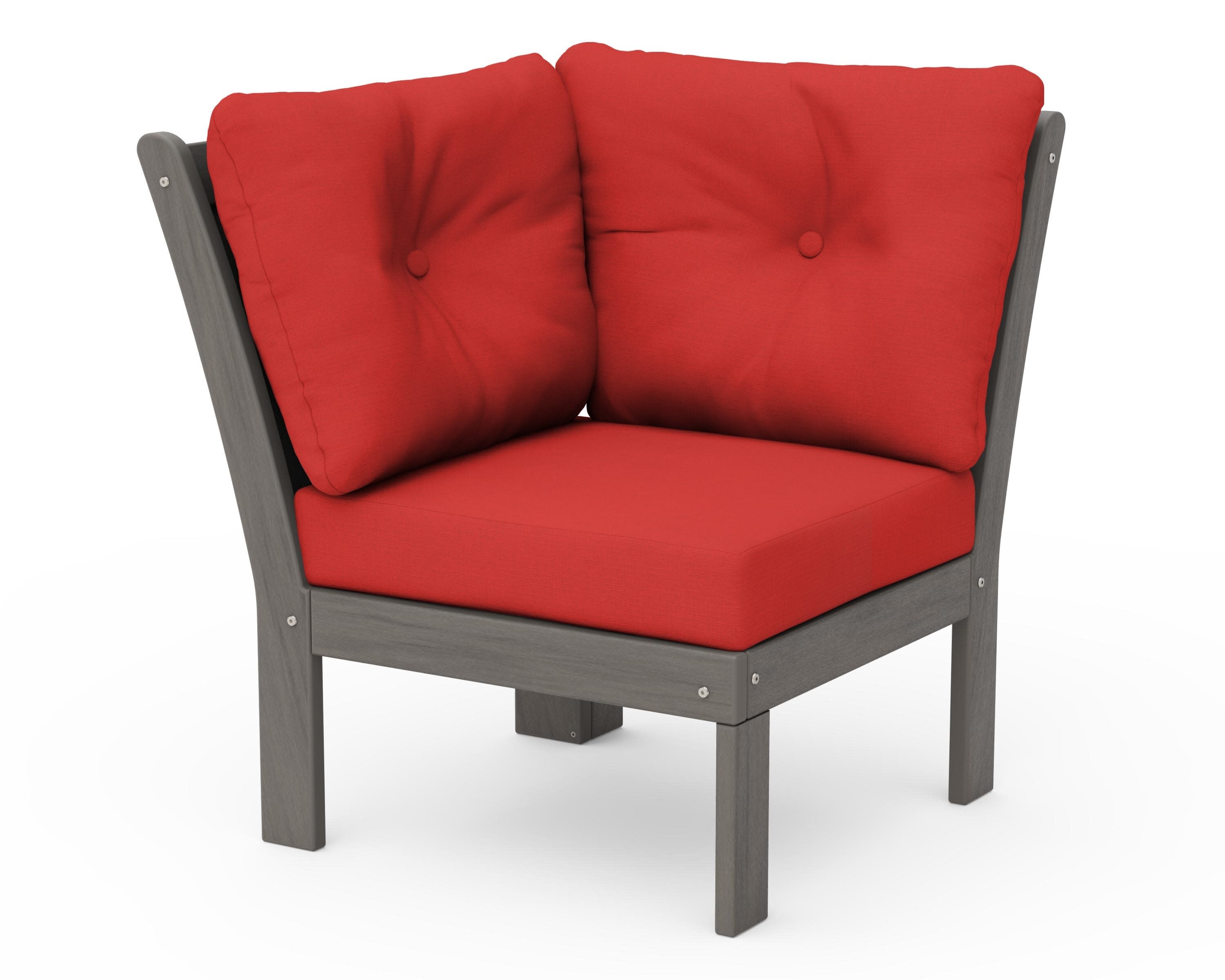 Vineyard Modular Corner Chair in Driftwood / Crimson Linen