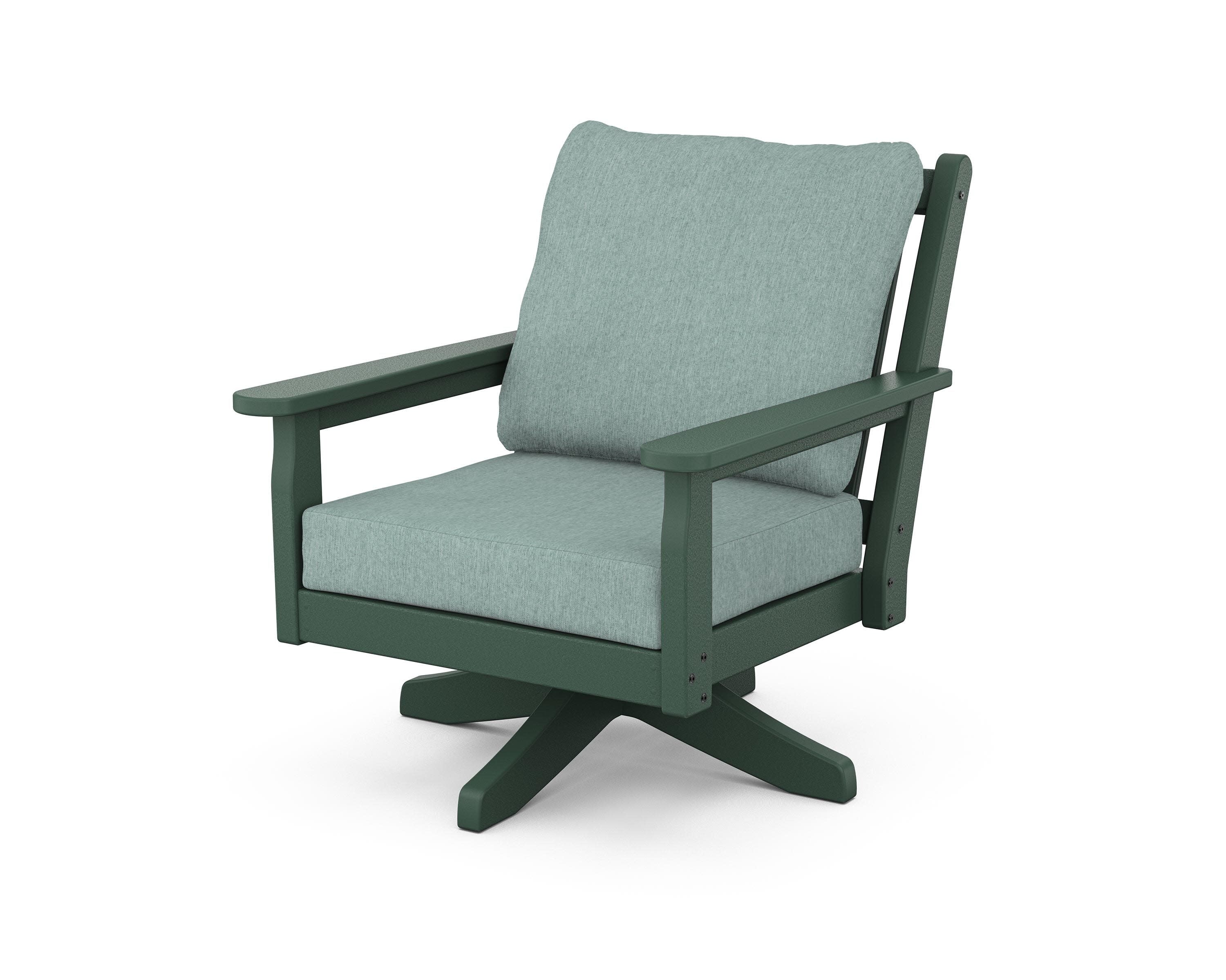 Chippendale Deep Seating Swivel Chair in Green / Glacier Spa