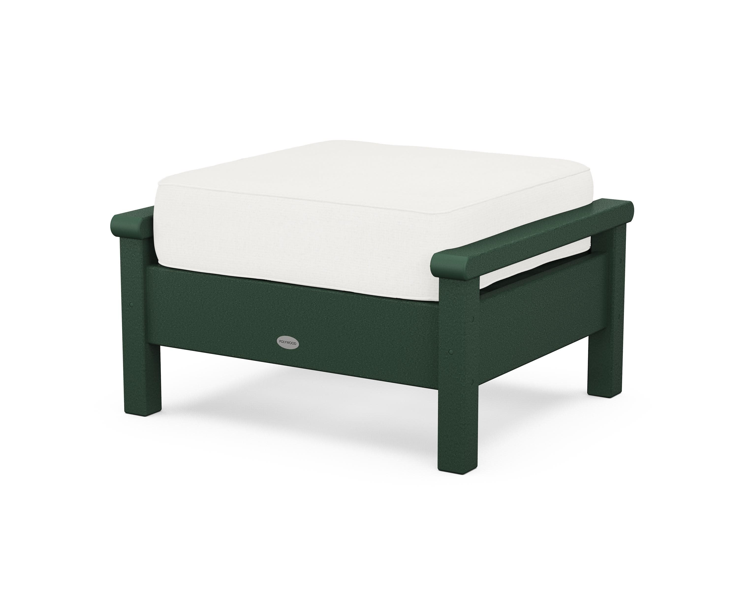 Harbour Deep Seating Ottoman in Green / Natural Linen