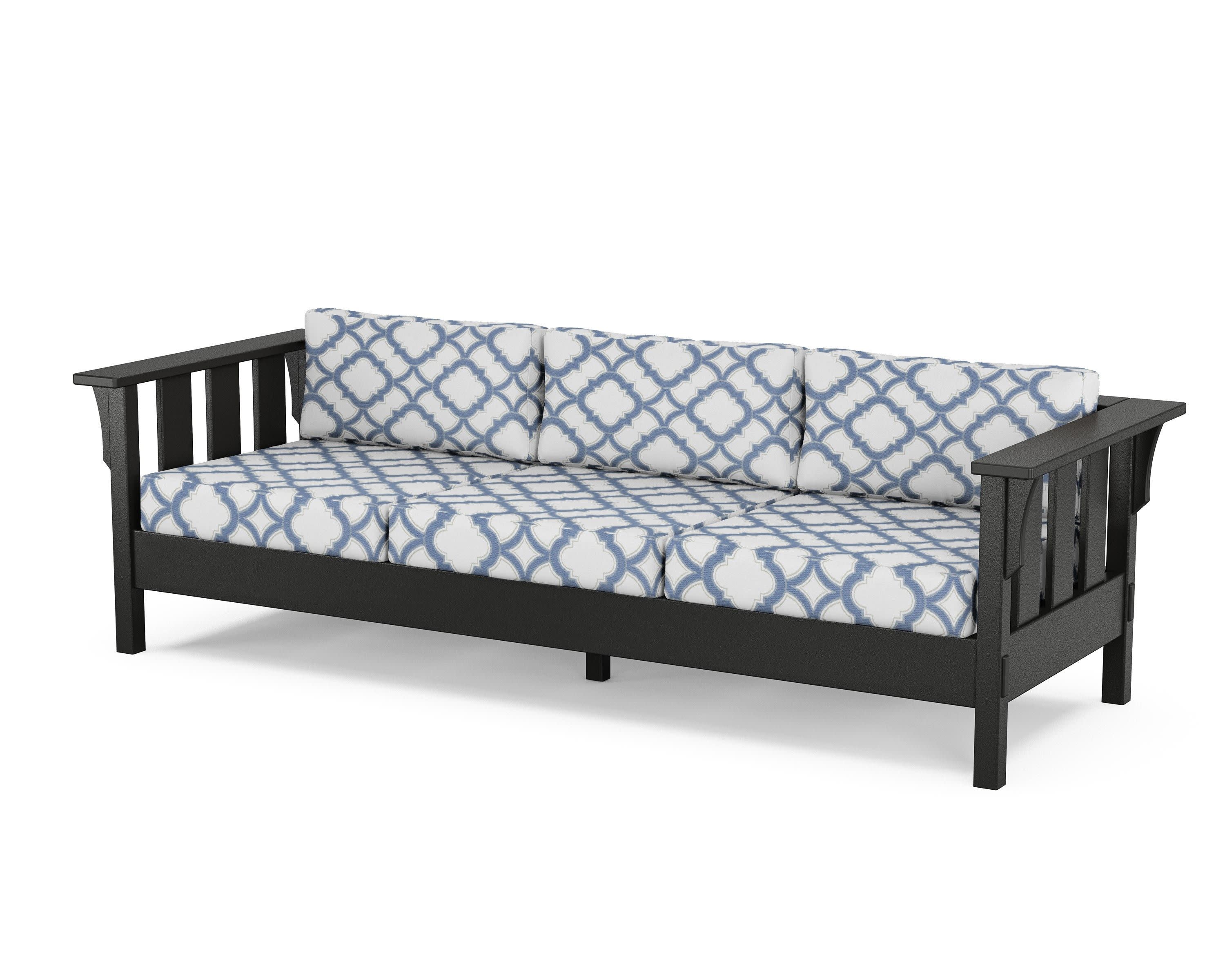 Acadia Deep Seating Sofa in Black / Trellis Sky Blue