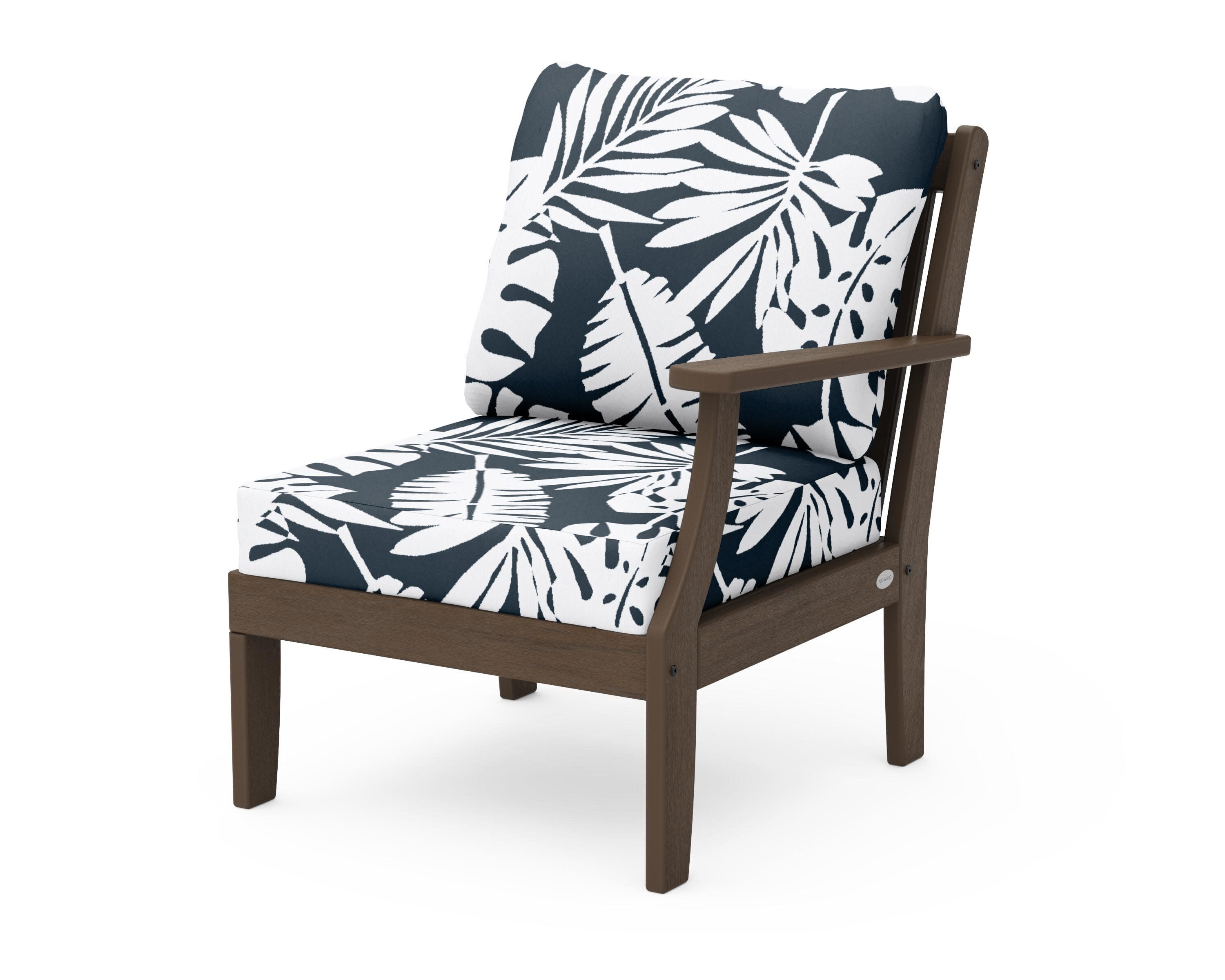 Braxton Modular Right Arm Chair in Kona / Leaf Marine Indigo