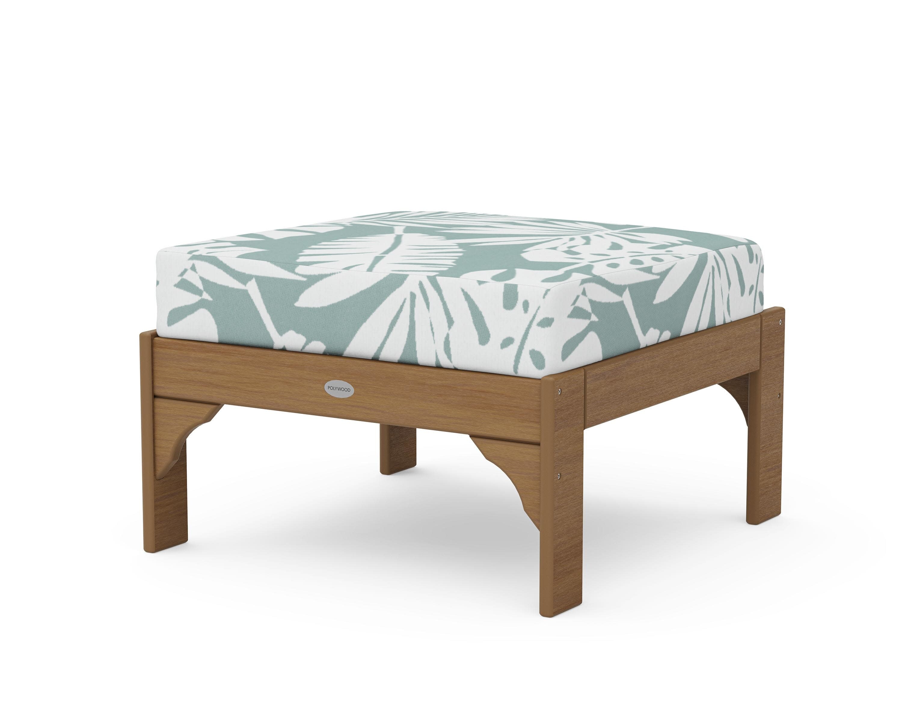 Vineyard Deep Seating Ottoman in Natural / Leaf Glacier Spa