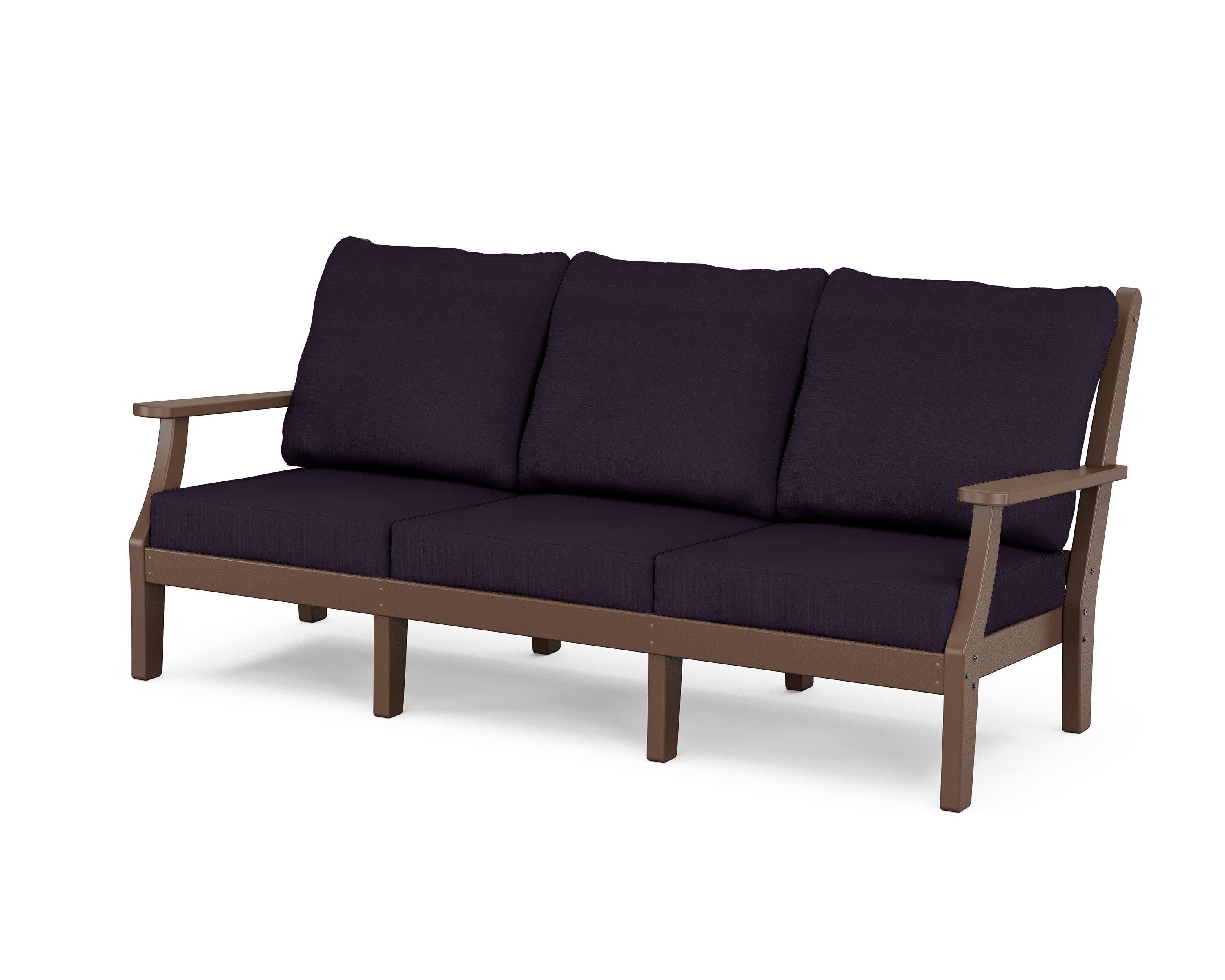 Wovendale Deep Seating Sofa in Mahogany / Navy Linen