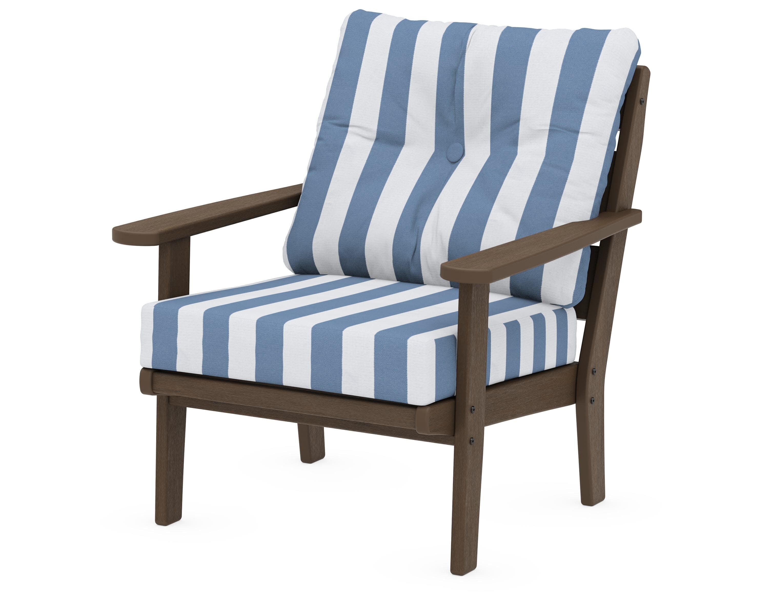 Lakeside Deep Seating Chair in Kona / Cabana Stripe Sky Blue