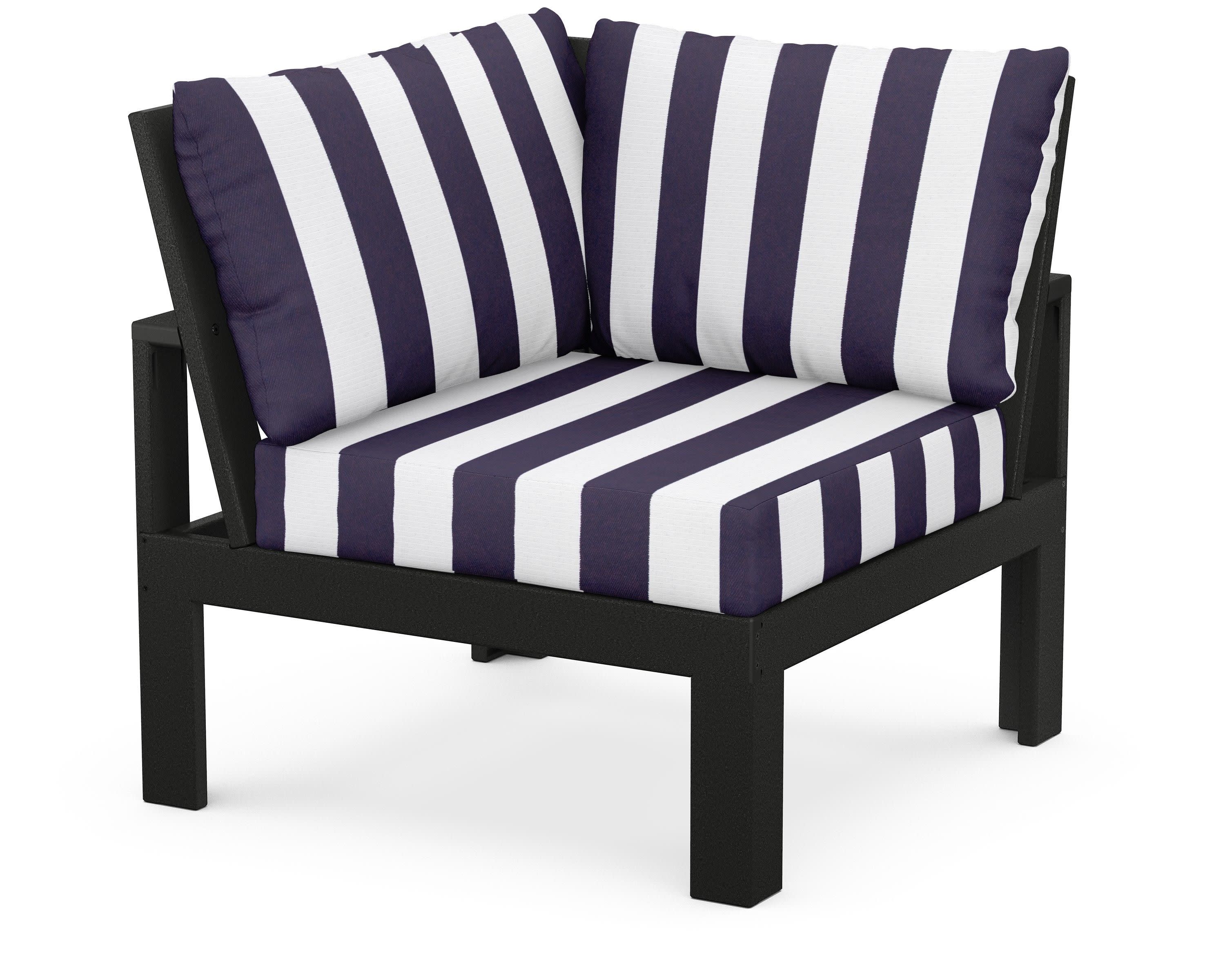 Modular Corner Chair in Black / Cabana Stripe Navy