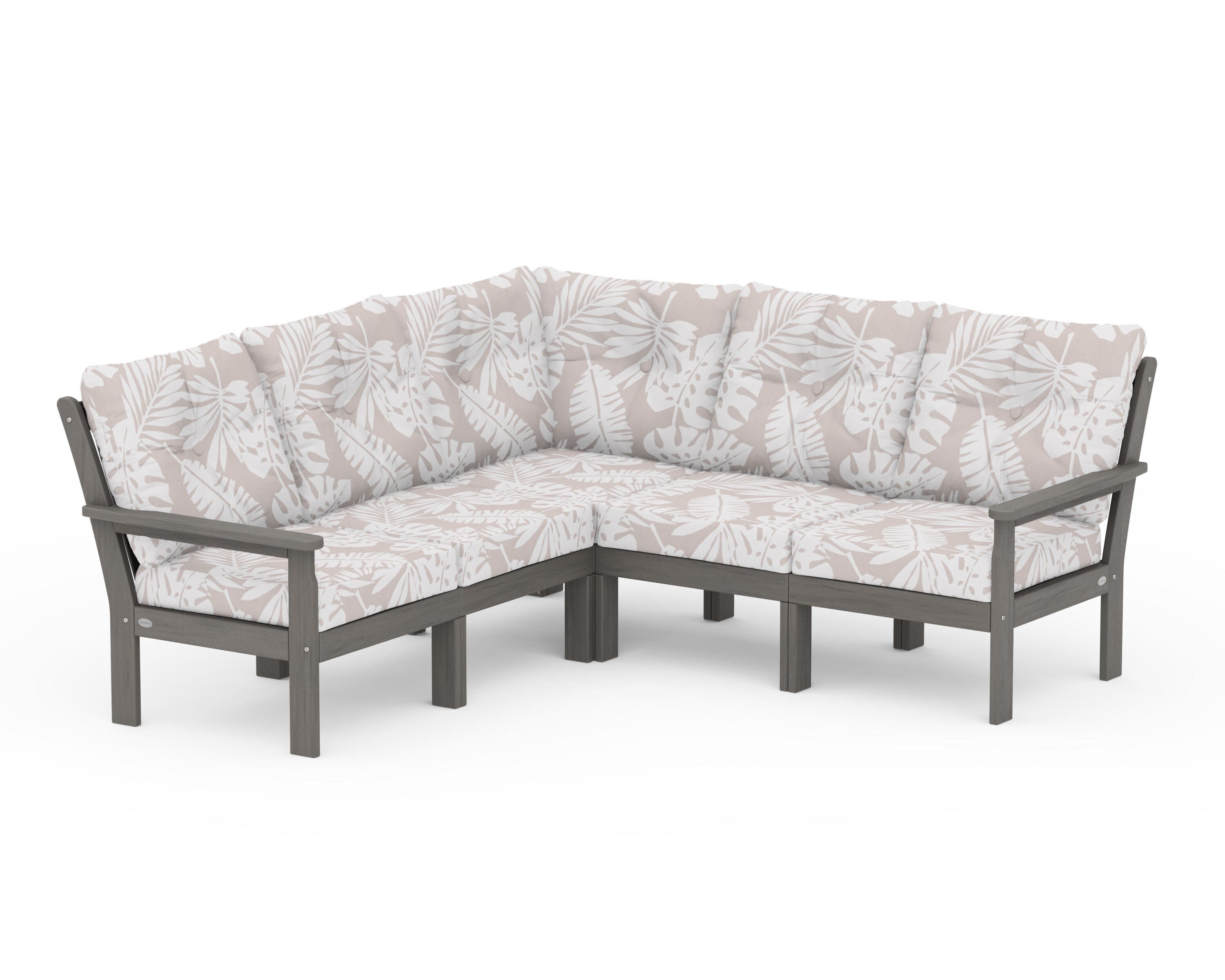 Vineyard 5-Piece Sectional in Driftwood / Leaf Dune Burlap