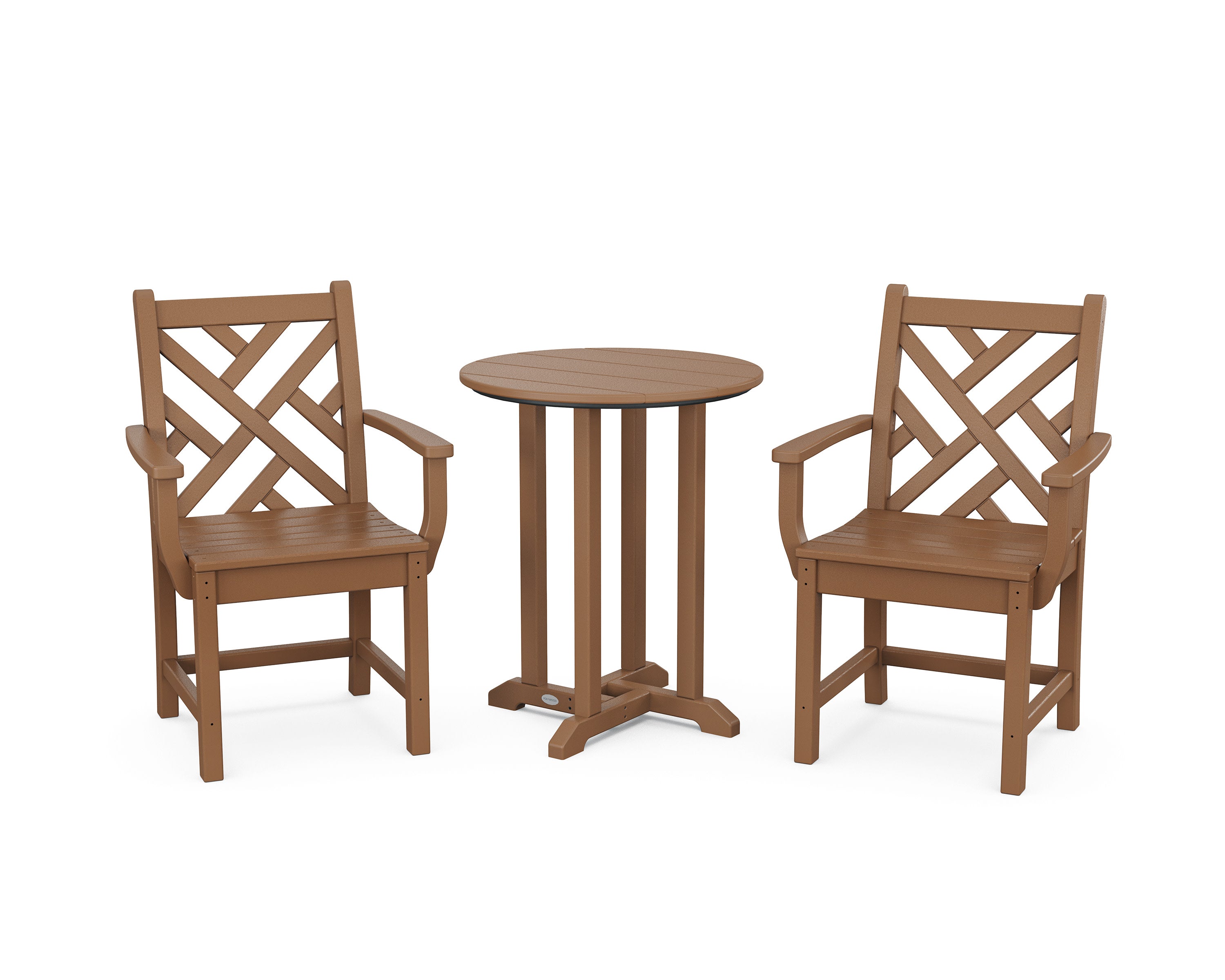 Chippendale 3-Piece Round Bistro Dining Set in Teak