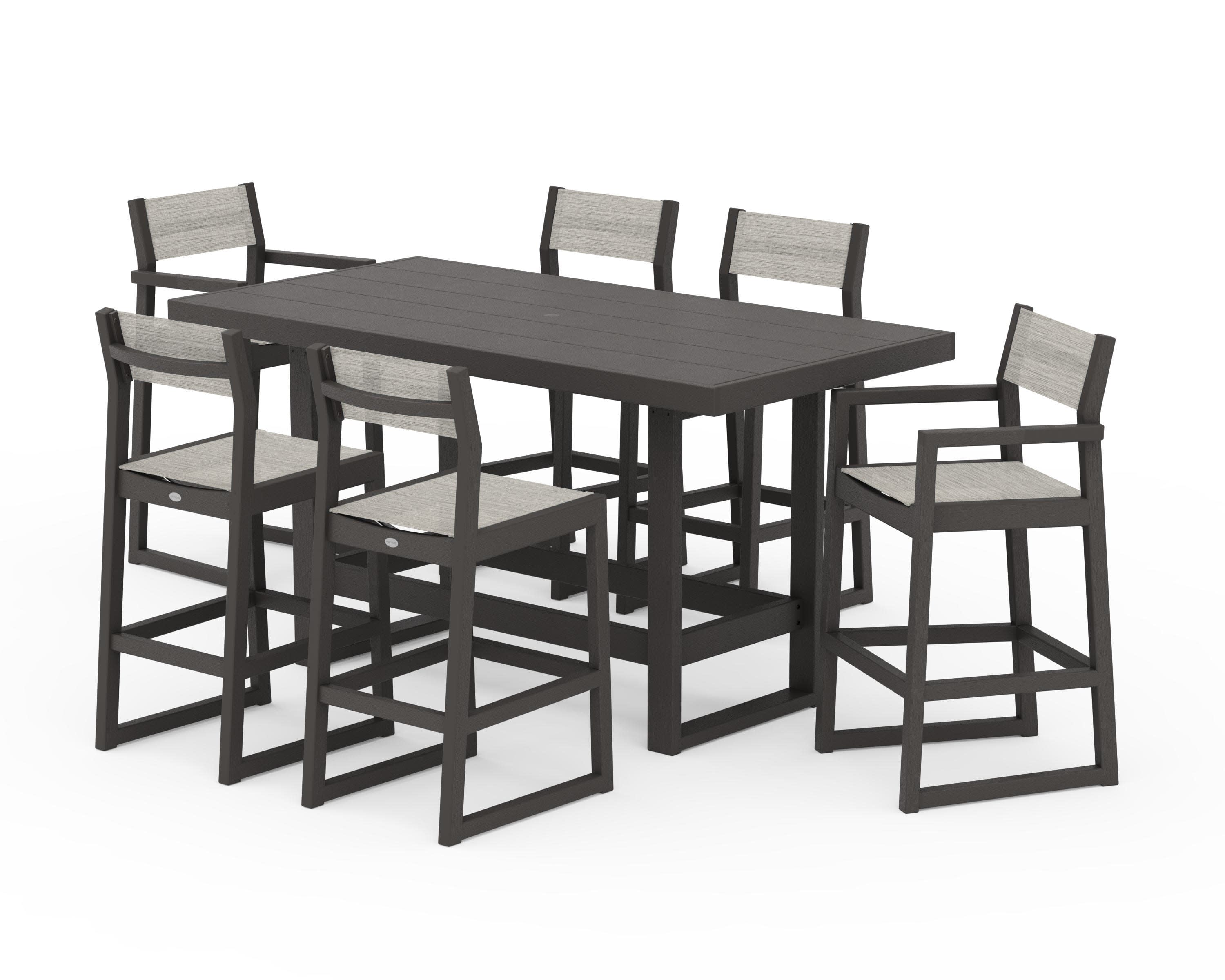 EDGE Sling 7-Piece Bar Table Set in Vintage Coffee / Birch Sling