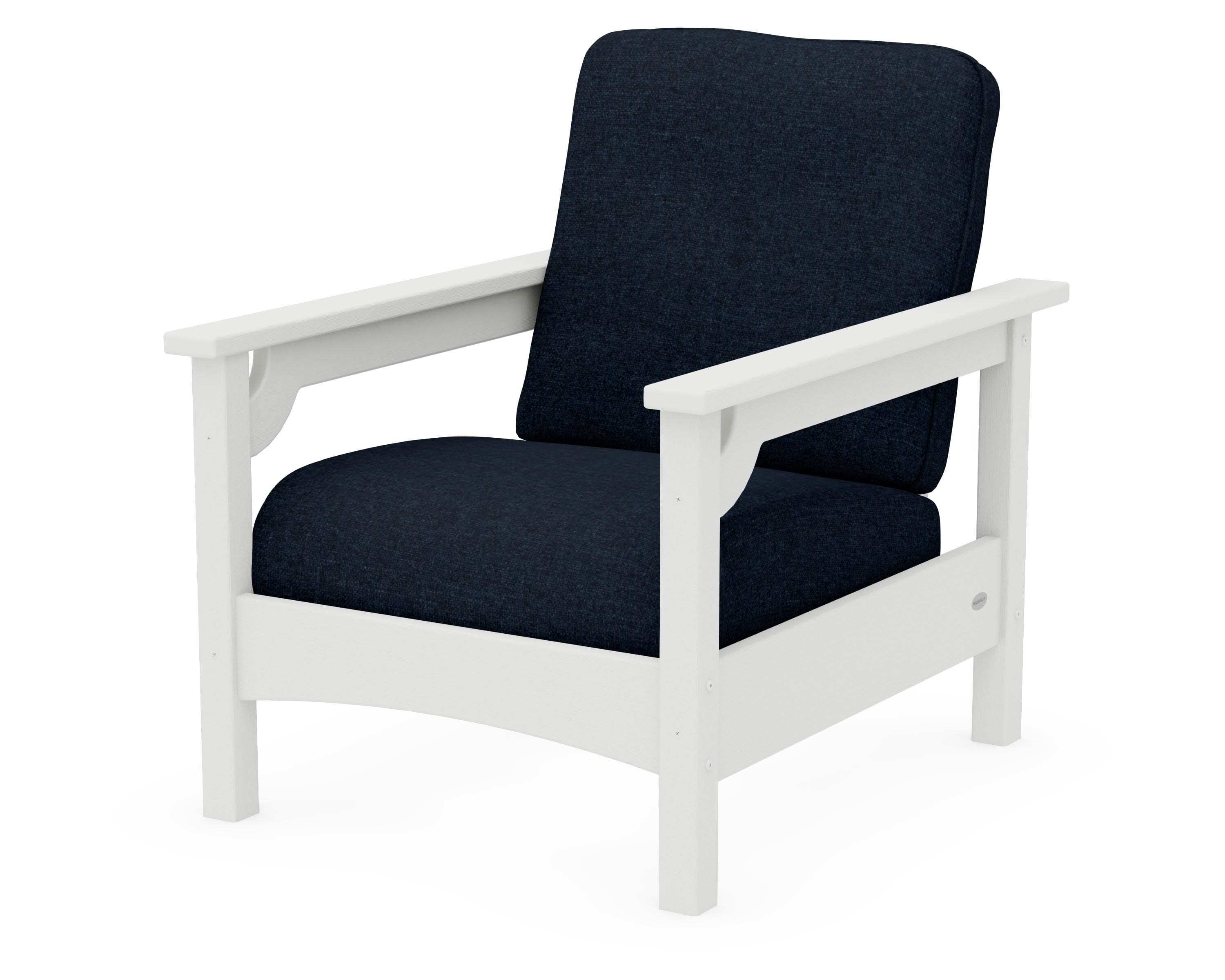 Club Chair in Vintage White / Marine Indigo
