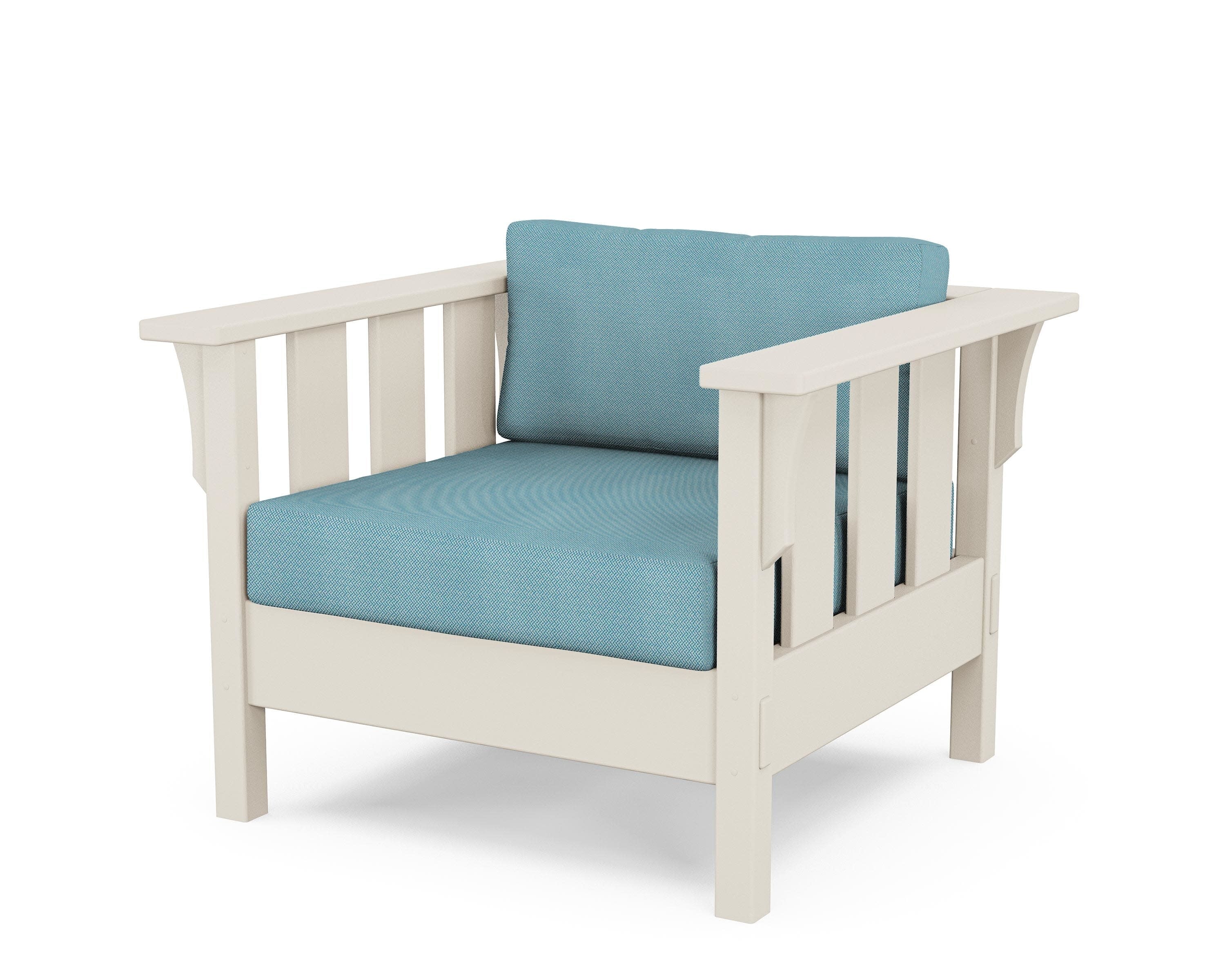 Acadia Deep Seating Chair in Sand / Lattice Sky Blue