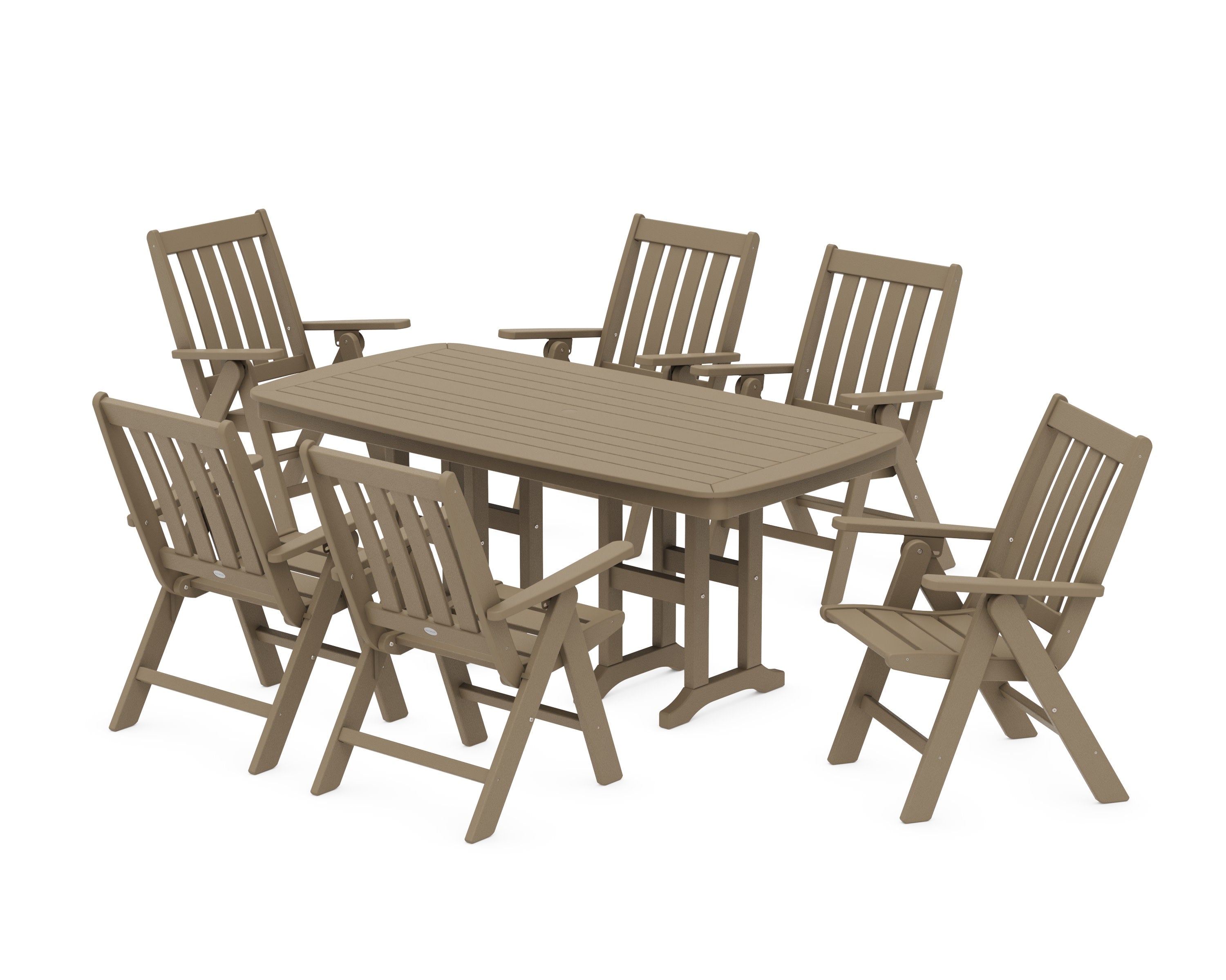 Vineyard Folding Chair 7-Piece Dining Set in Vintage Sahara
