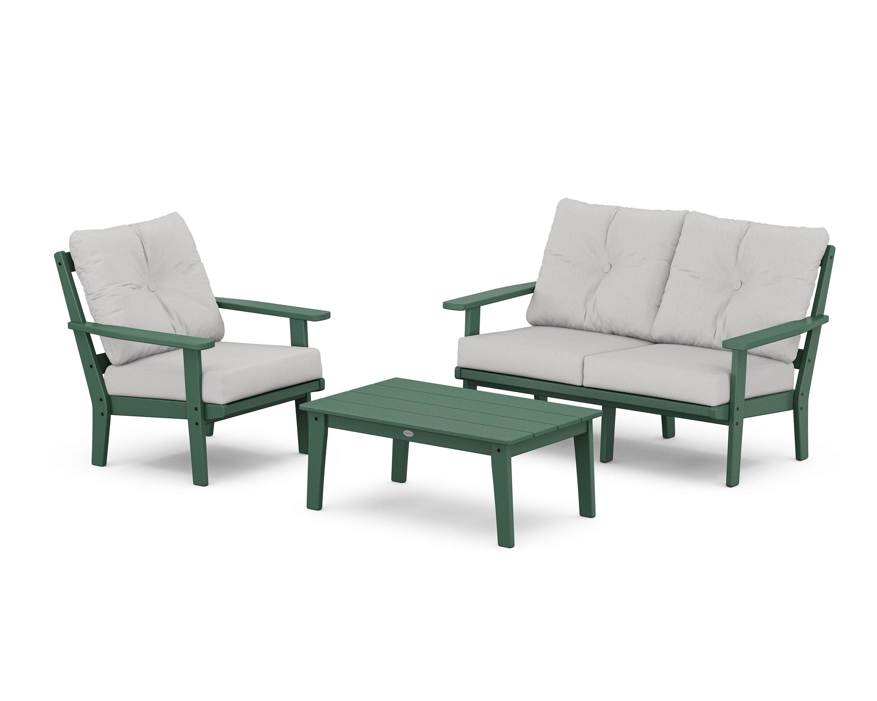 Prairie 3-Piece Deep Seating Set with Loveseat in Green / Diamond in the Rough