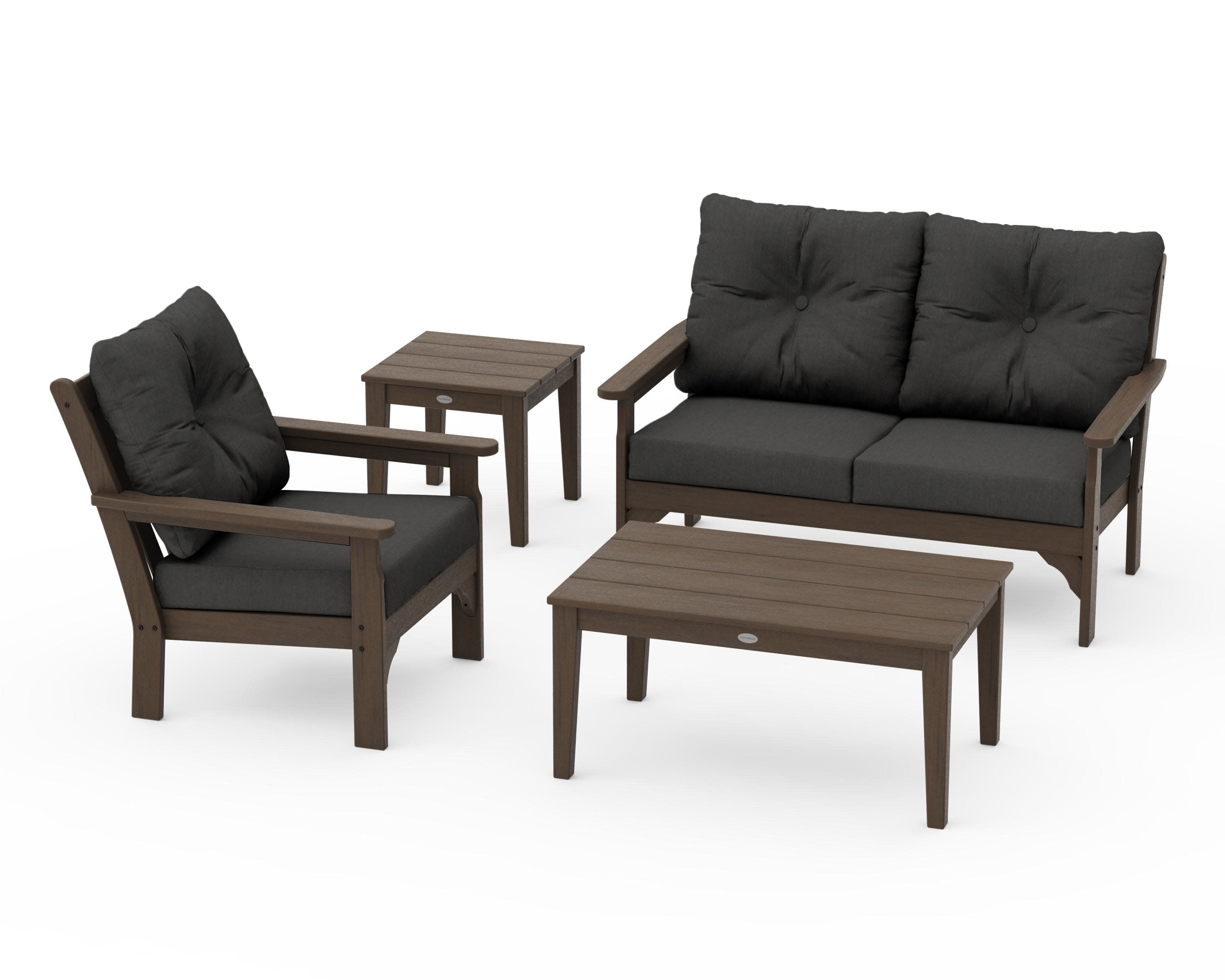 Vineyard 4-Piece Deep Seating Set in Kona / Spectrum Carbon