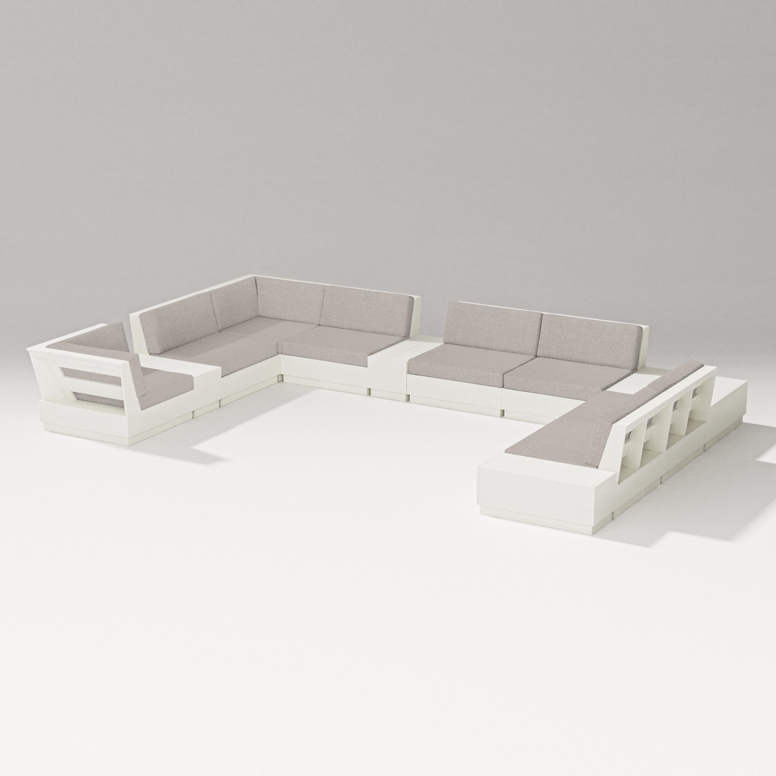 Elevate 12-Piece Conversation Sectional Set in Vintage White / Weathered Tweed