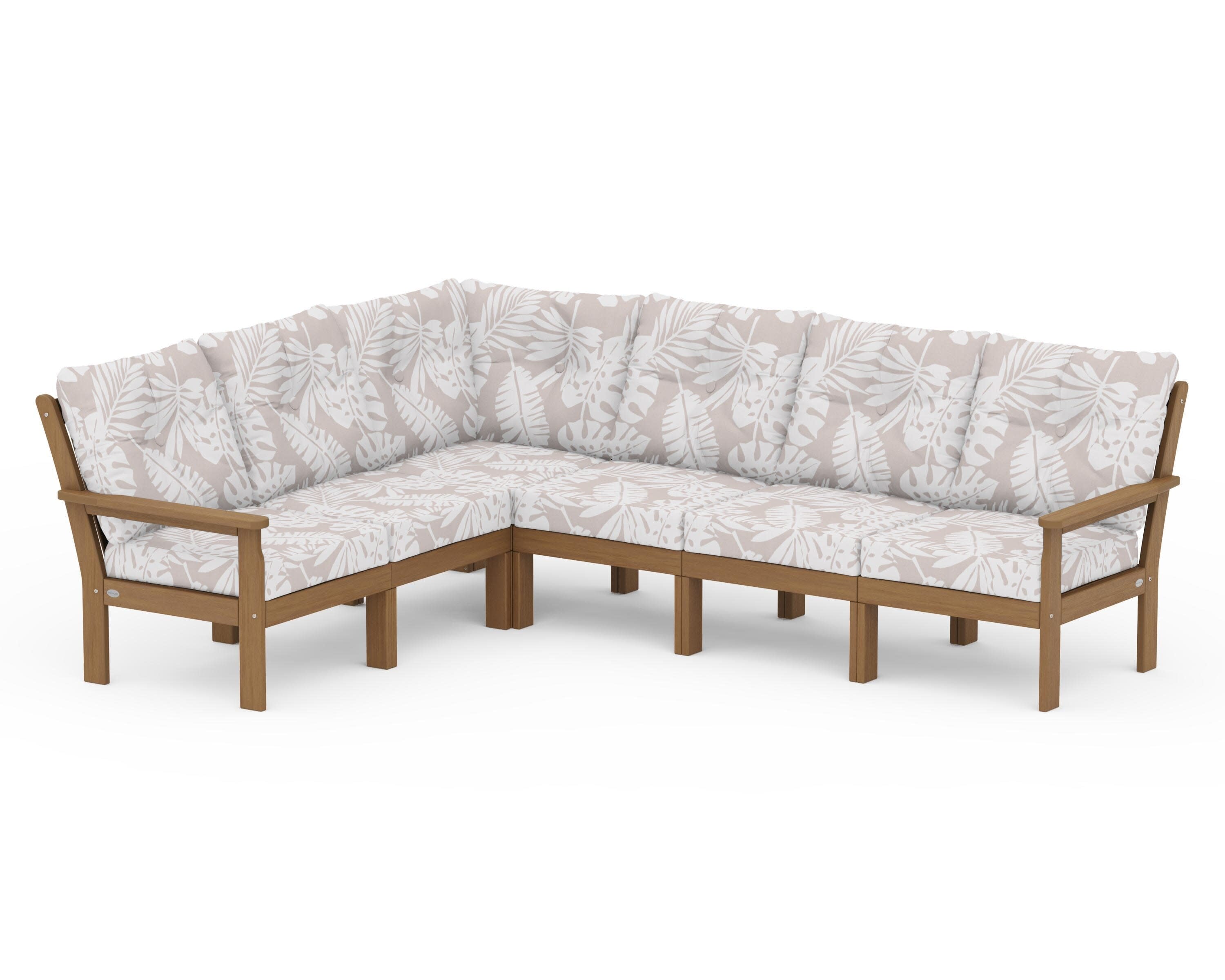 Vineyard 6-Piece Sectional in Natural / Leaf Dune Burlap