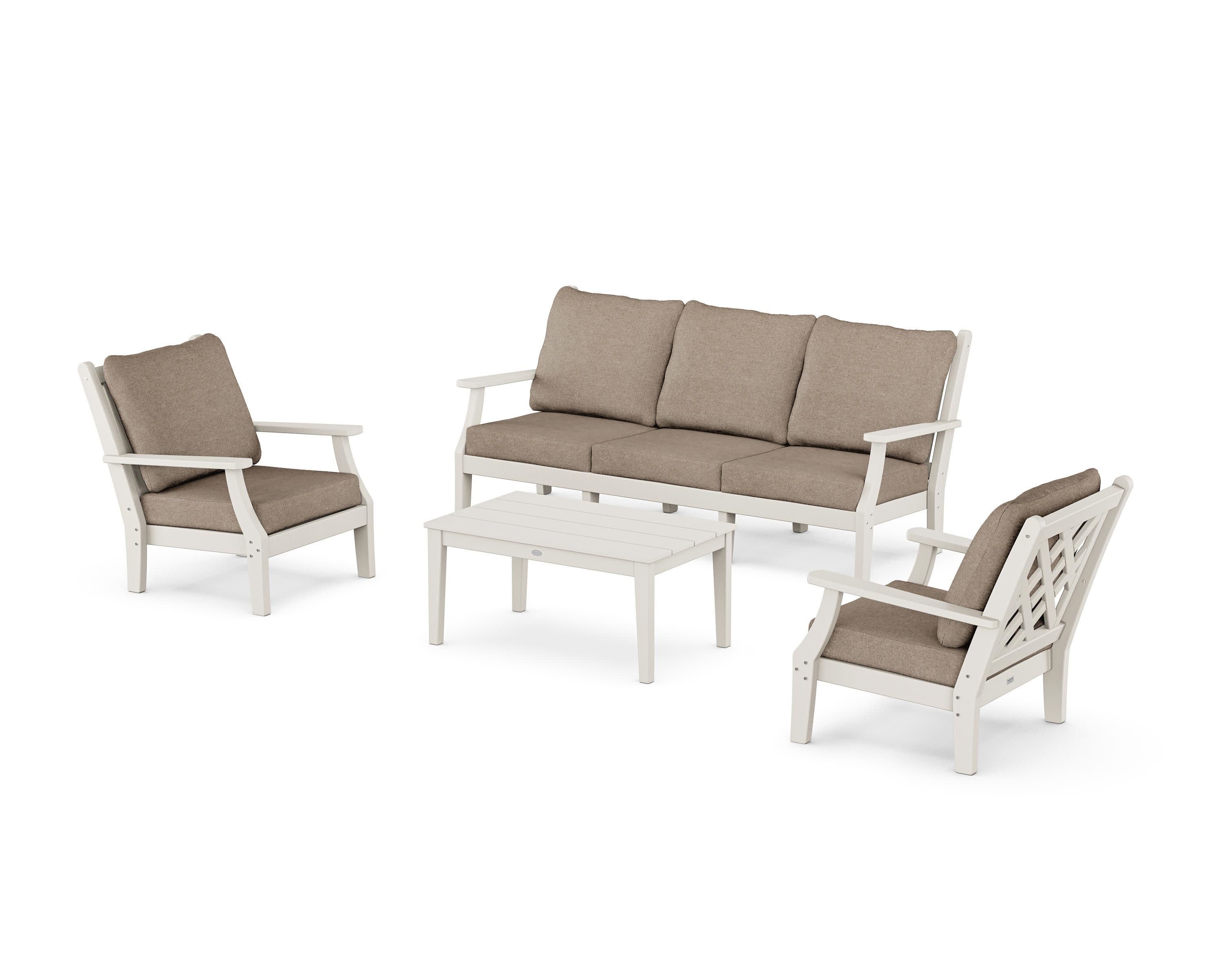 Wovendale 4-Piece Deep Seating Set with Sofa in Sand / Spiced Burlap