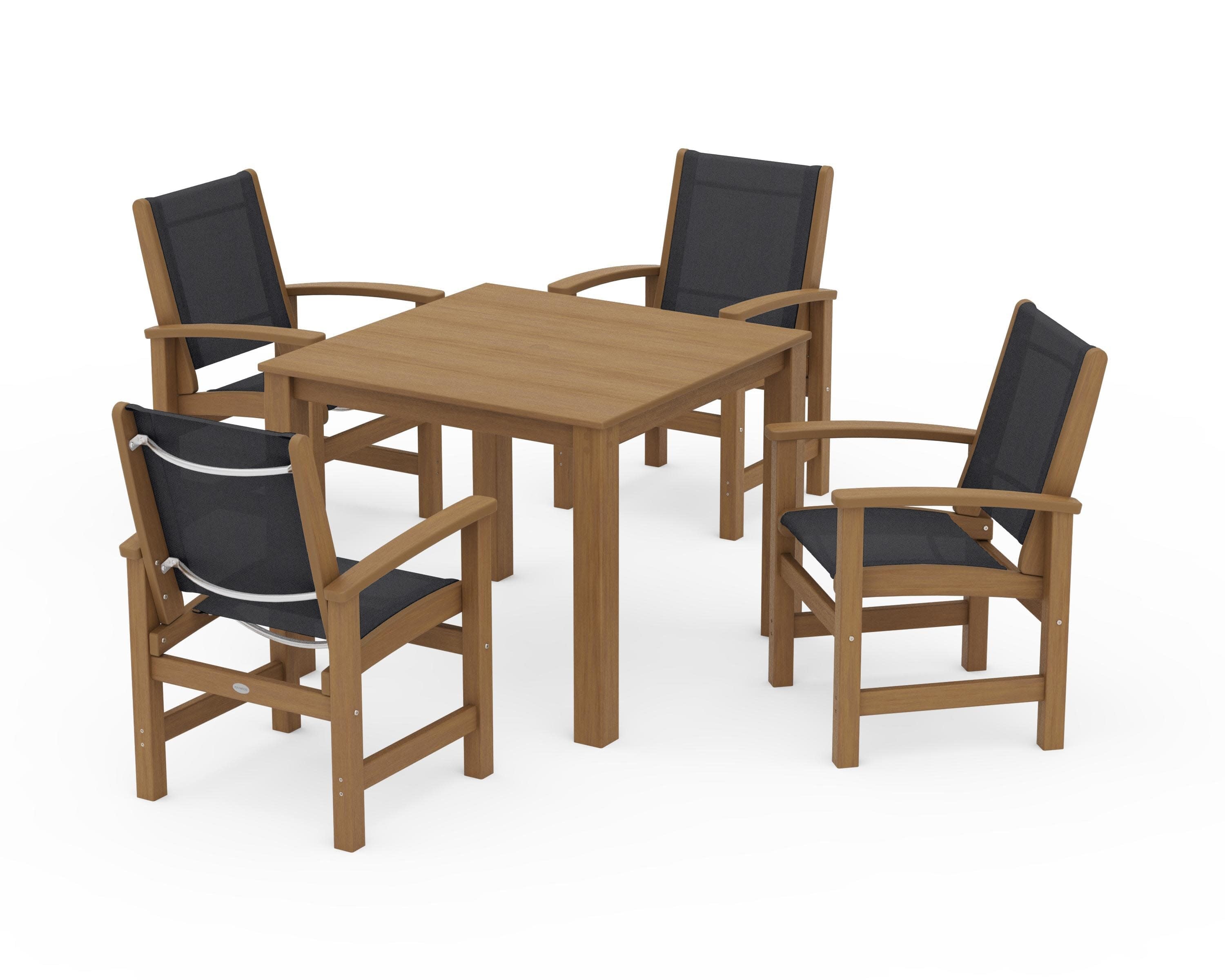 Coastal 5-Piece Parsons Dining Set in Natural / Black Sling