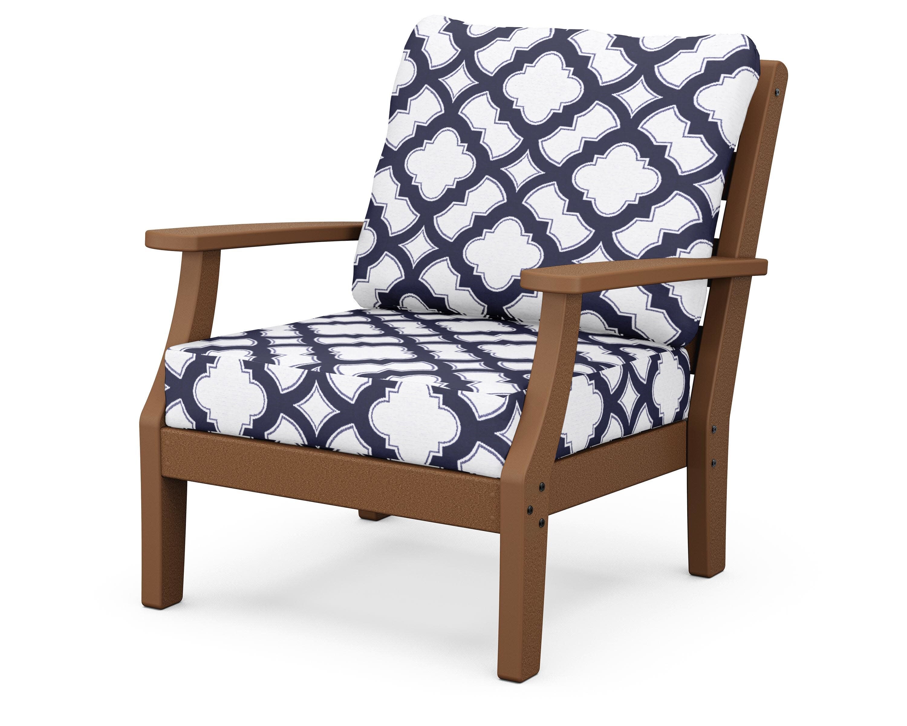 Chesapeake Deep Seating Chair in Teak / Trellis Navy
