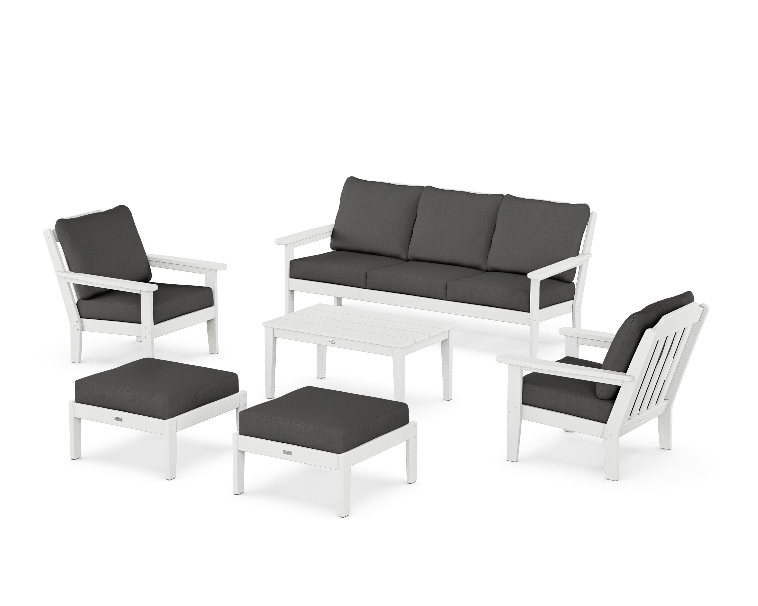 Cottage 6-Piece Lounge Sofa Set in White / Spectrum Carbon