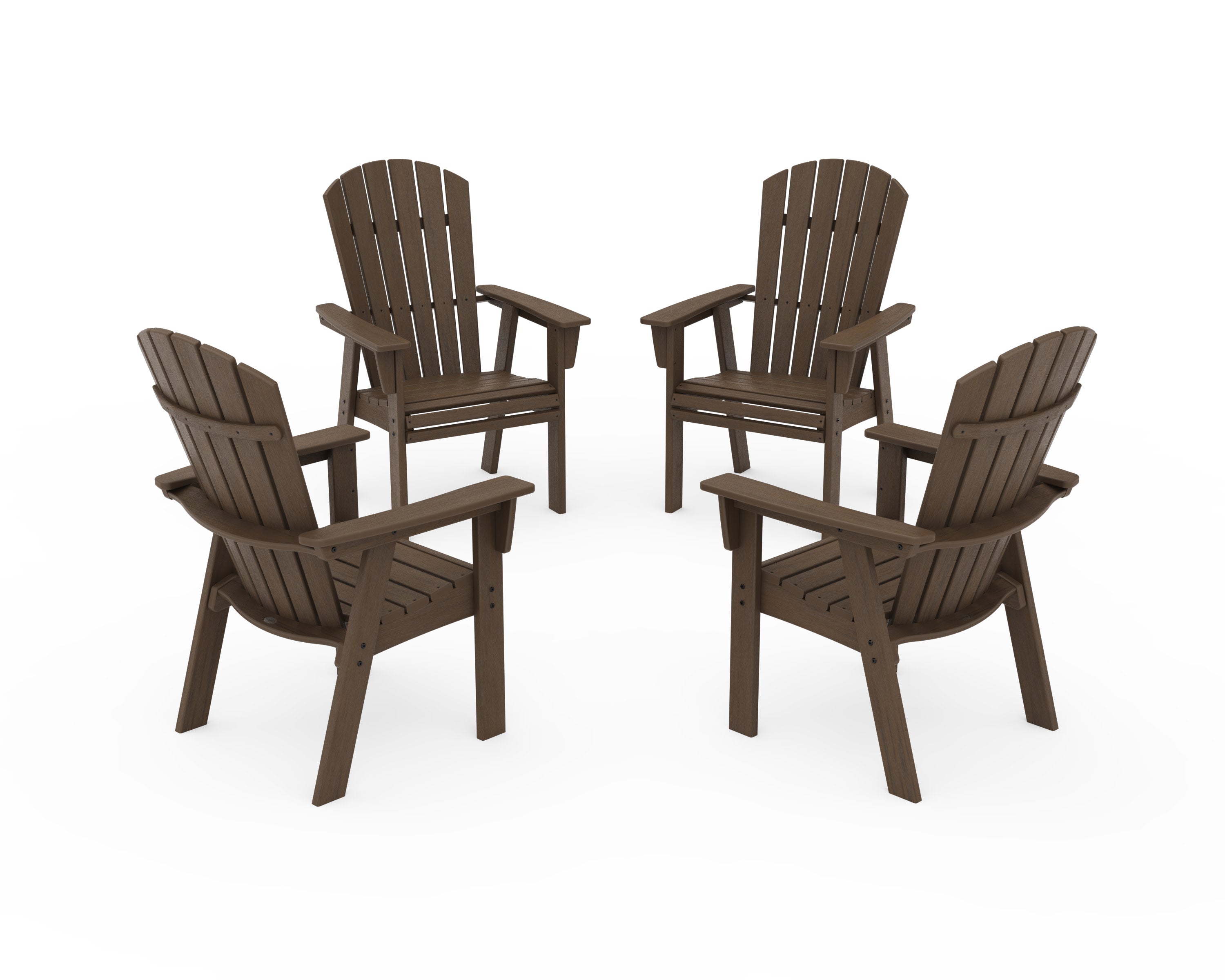 Nautical 4-Piece Curveback Upright Adirondack Conversation Set in Kona