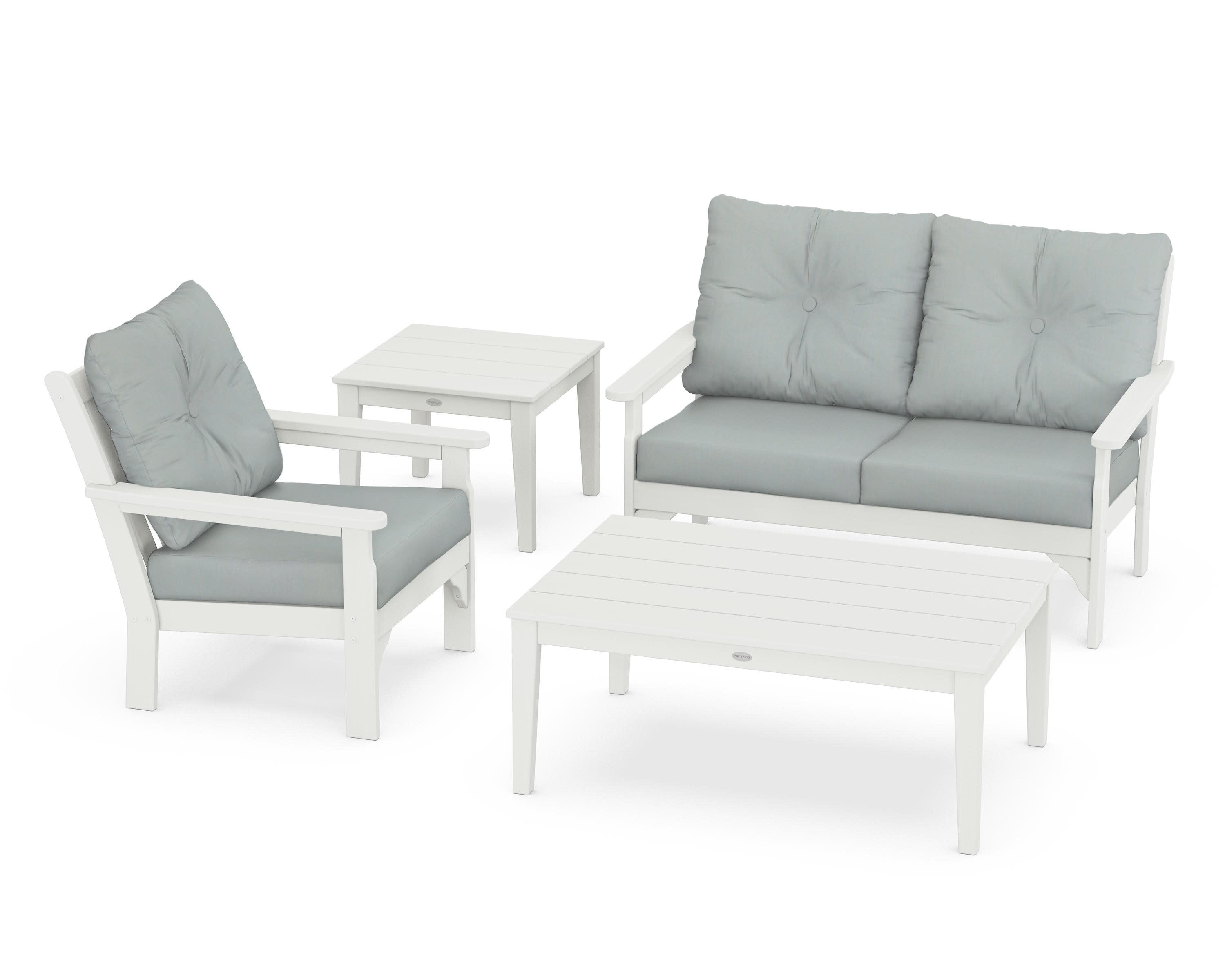 Vineyard 4-Piece Deep Seating Set in Vintage White / Spa