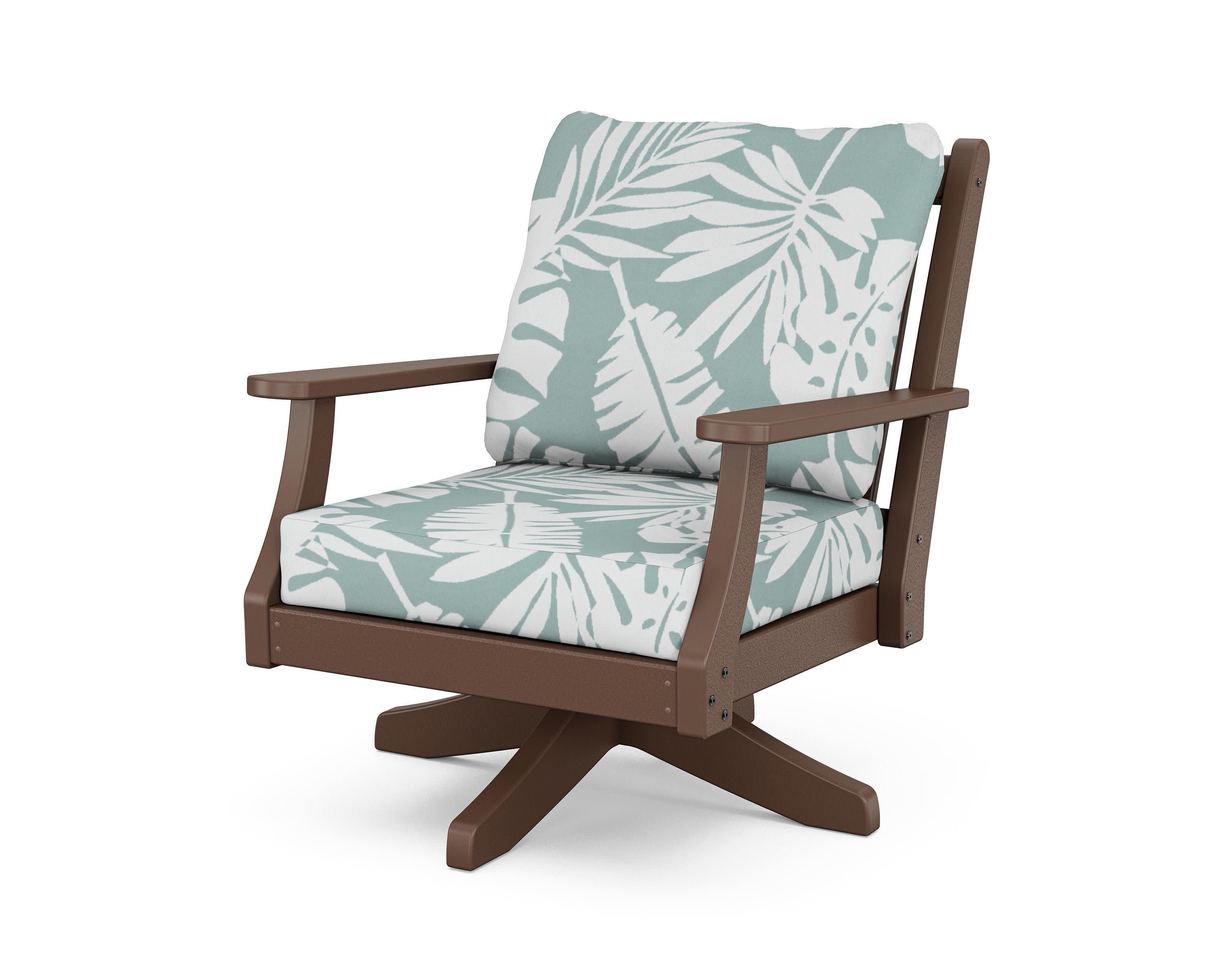 Wovendale Deep Seating Swivel Chair in Mahogany / Leaf Glacier Spa