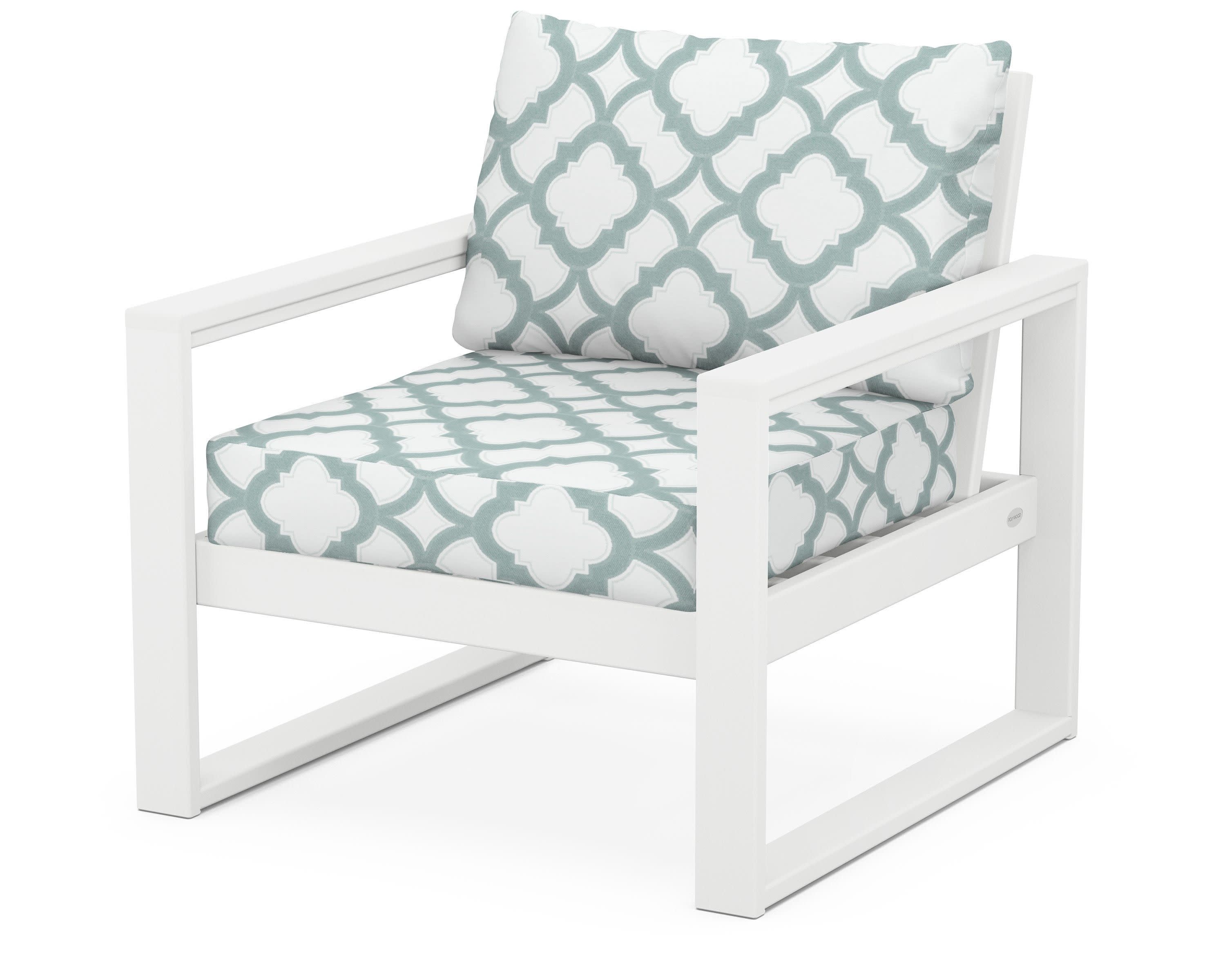 EDGE Club Chair in White / Trellis Glacier Spa
