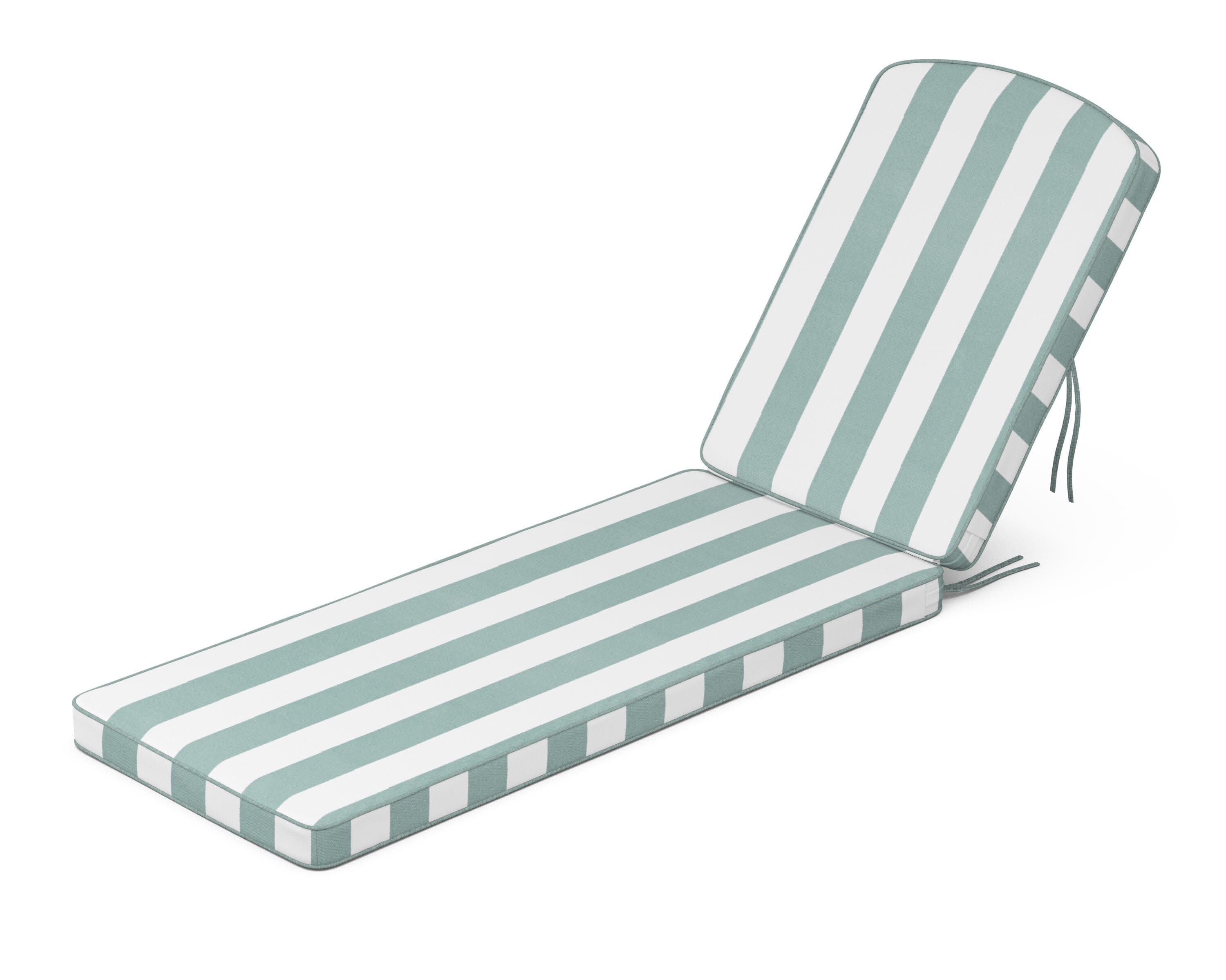 Chinoiserie Chaise Cushion in Cabana Stripe Glacier Spa