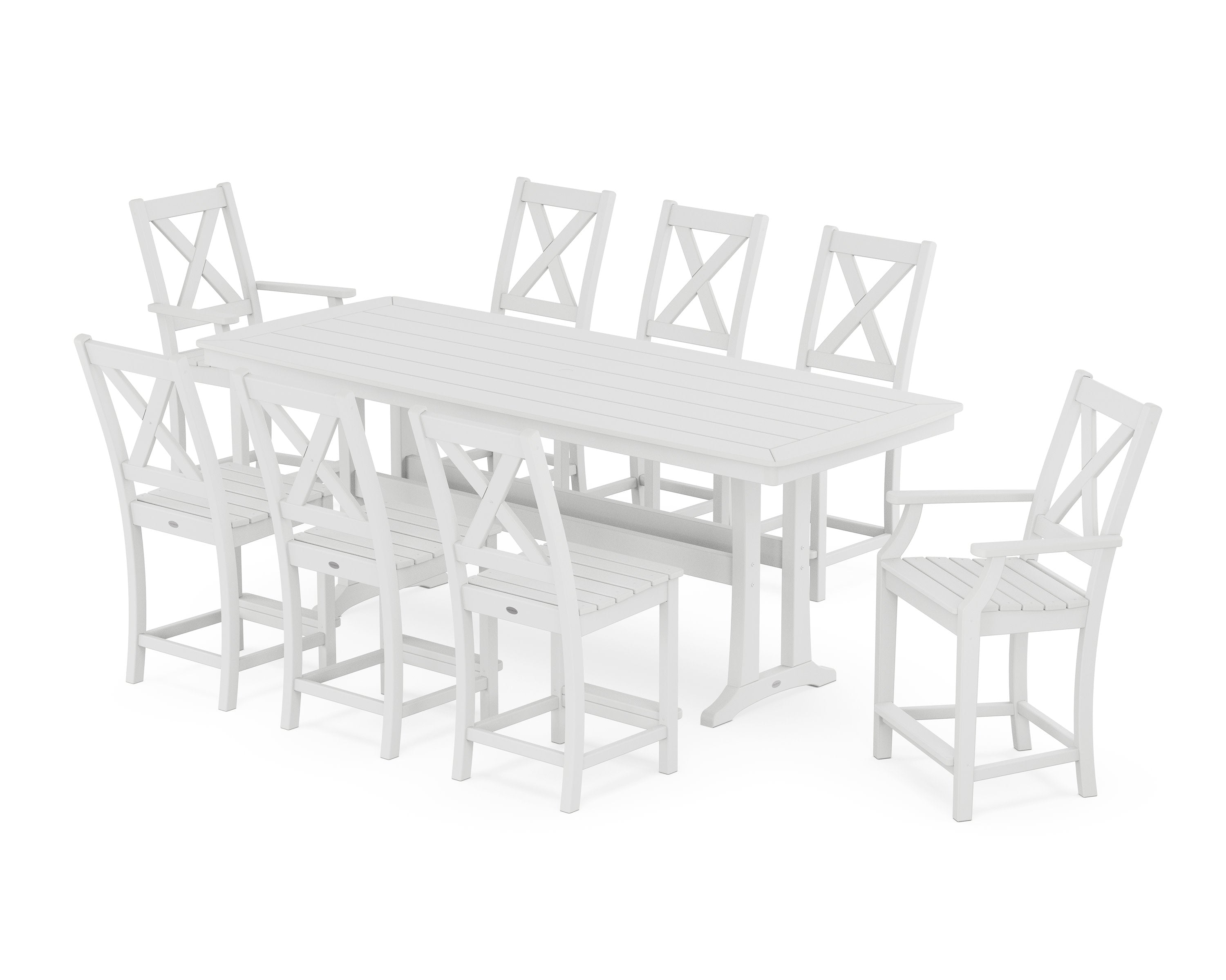 Braxton 9-Piece Counter Set with Trestle Legs in White