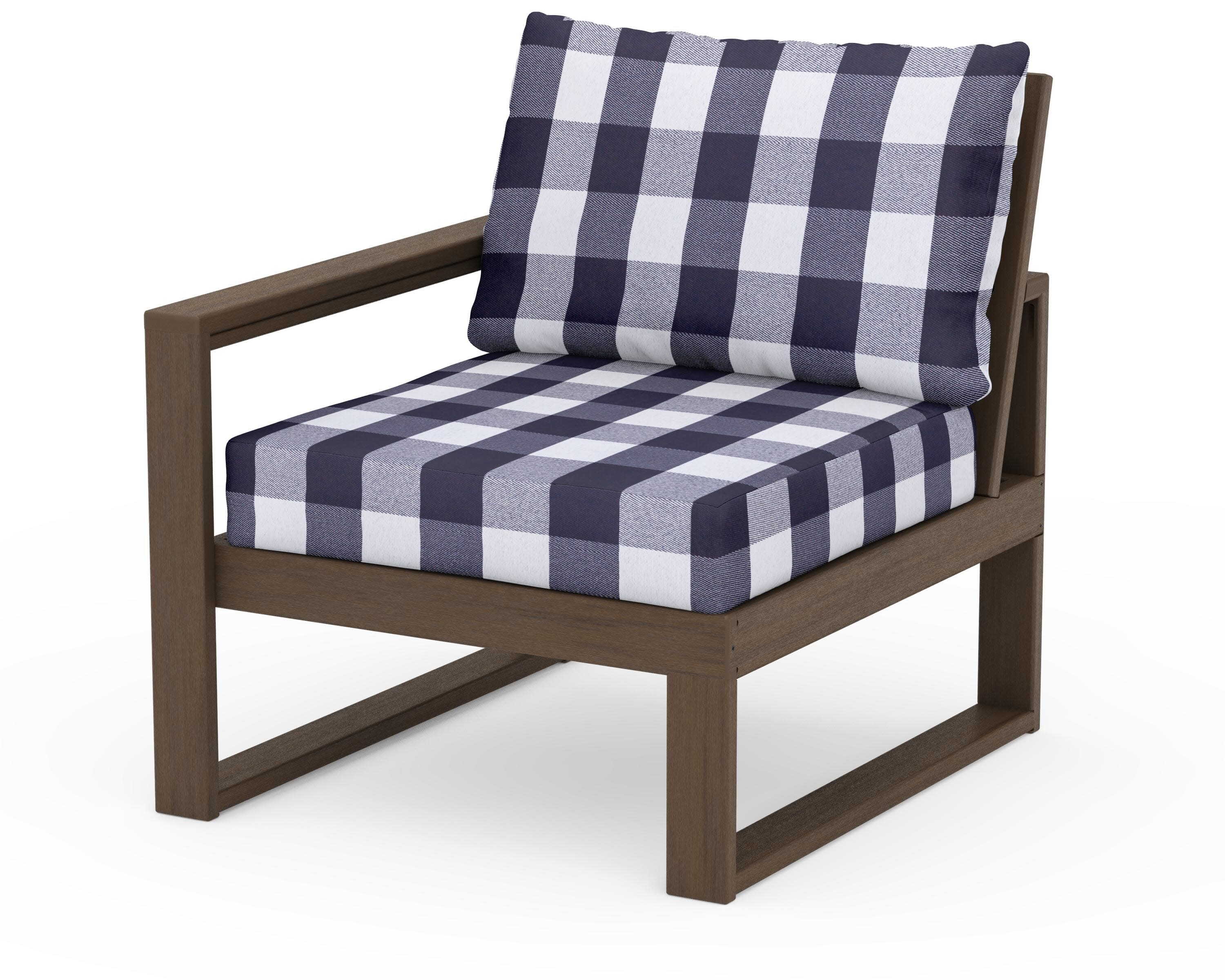 EDGE Modular Left Arm Chair in Kona / Buffalo Plaid Navy