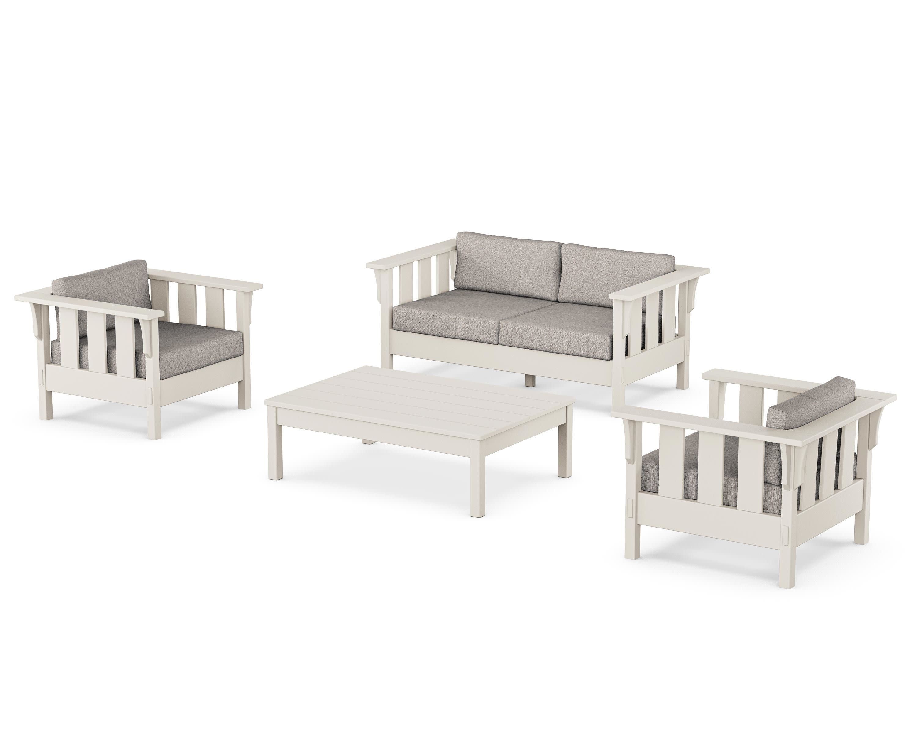 Acadia 4-Piece Deep Seating Set with Loveseat in Sand / Weathered Tweed
