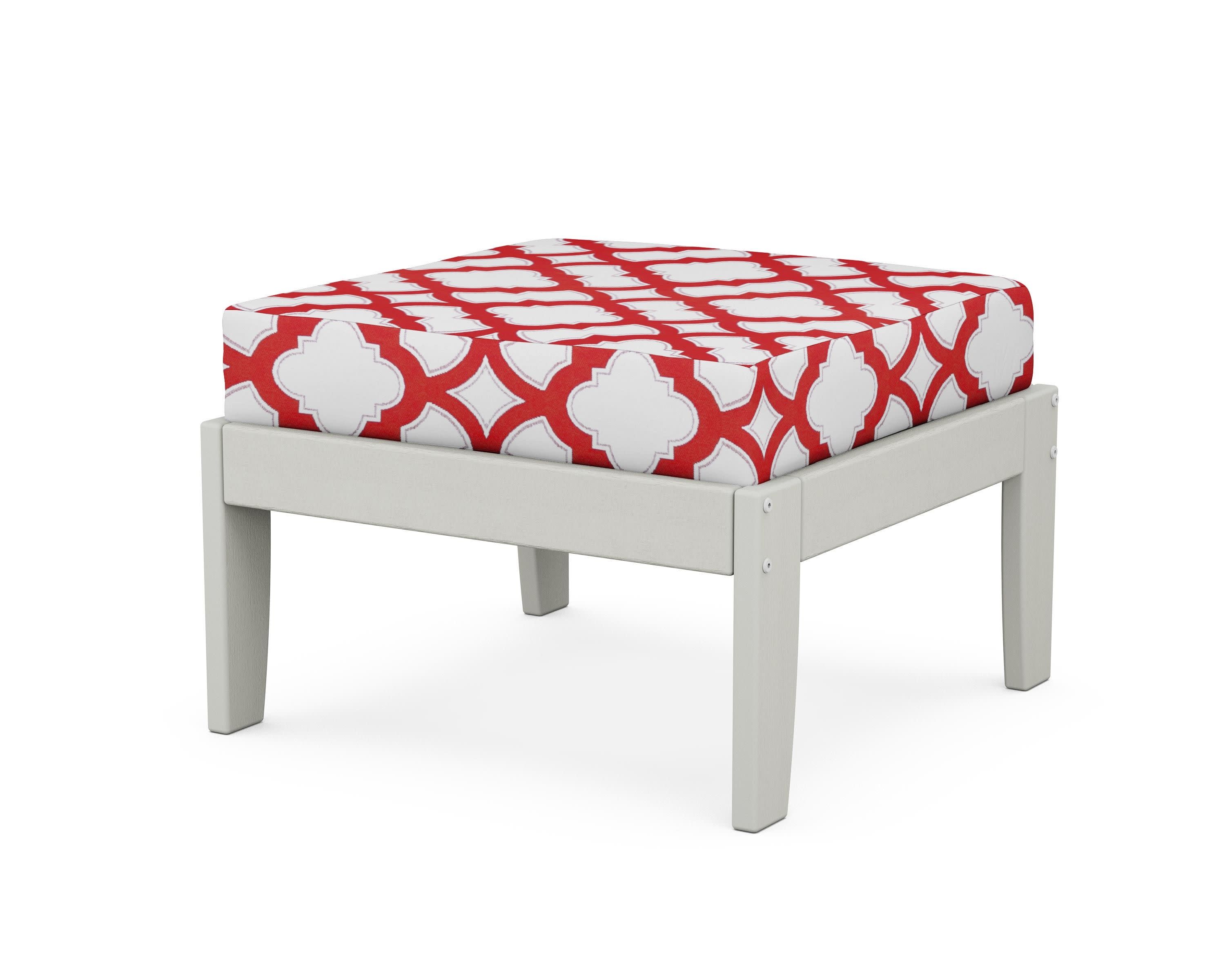 Modular Ottoman - Classic in Vintage White / Trellis Crimson