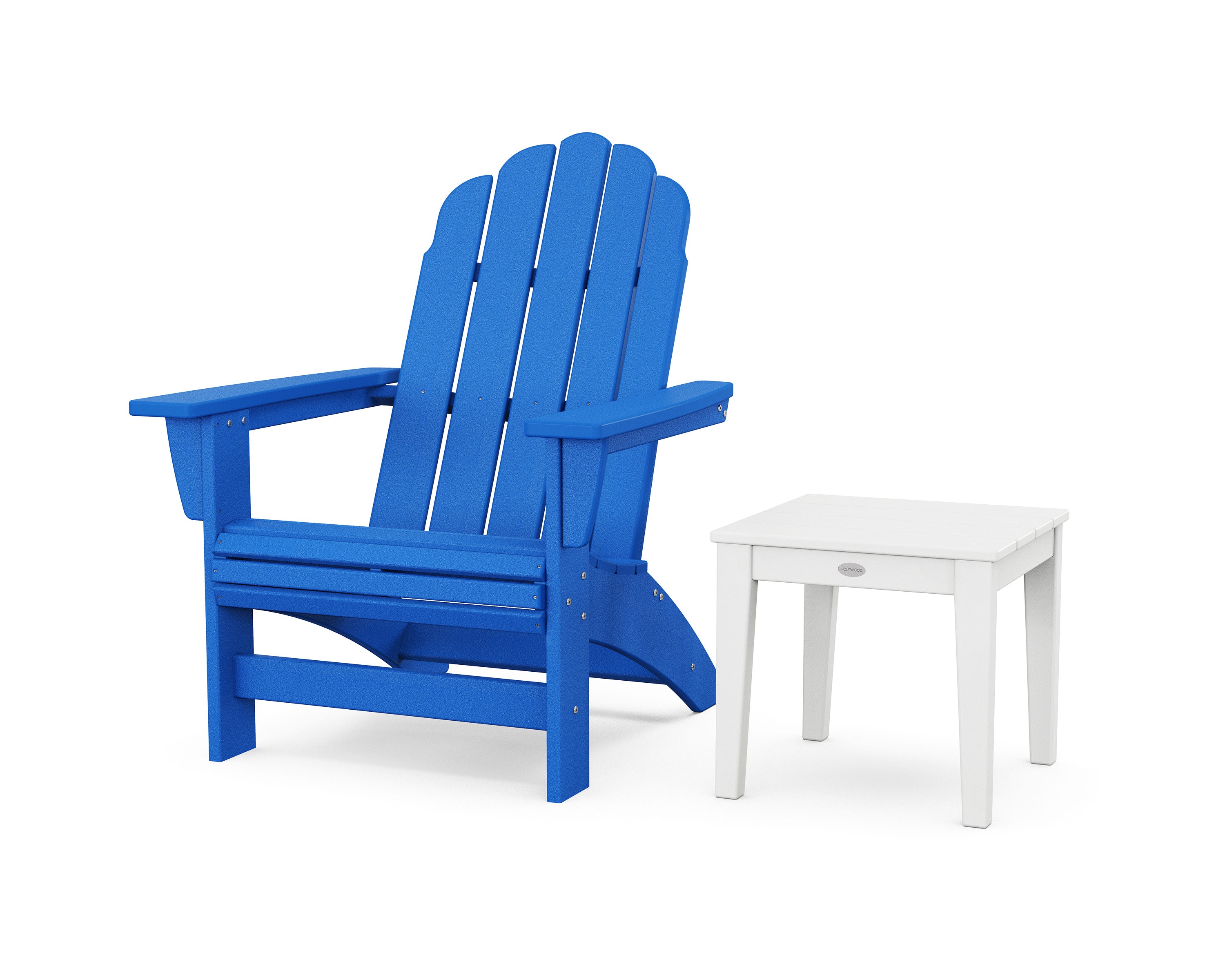 Vineyard Grand Adirondack Chair with Side Table in Pacific Blue / White