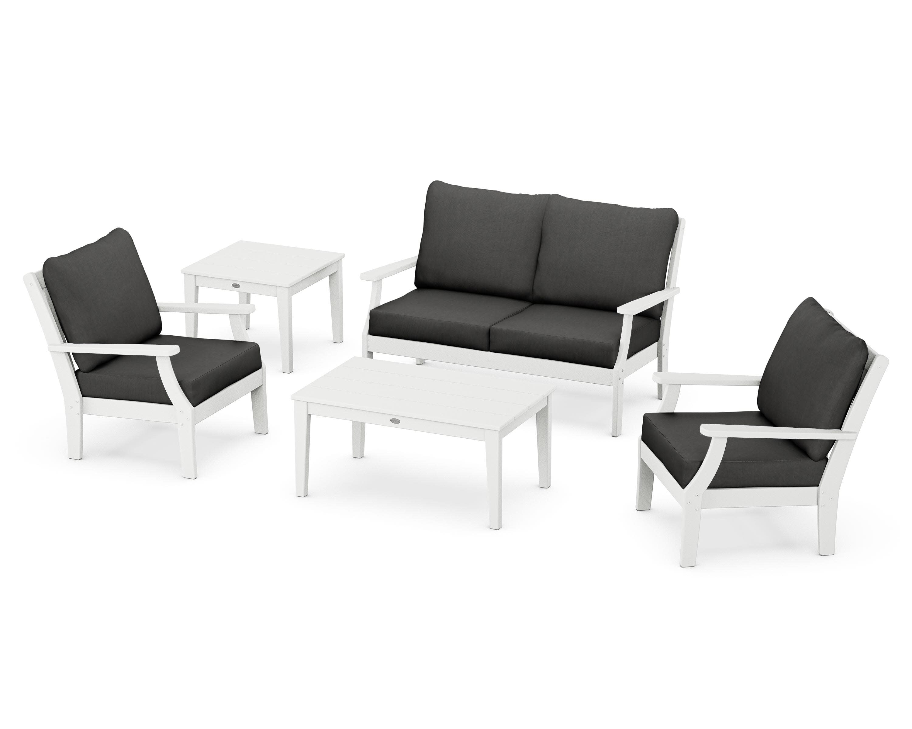 Braxton 5-Piece Deep Seating Set in White / Spectrum Carbon