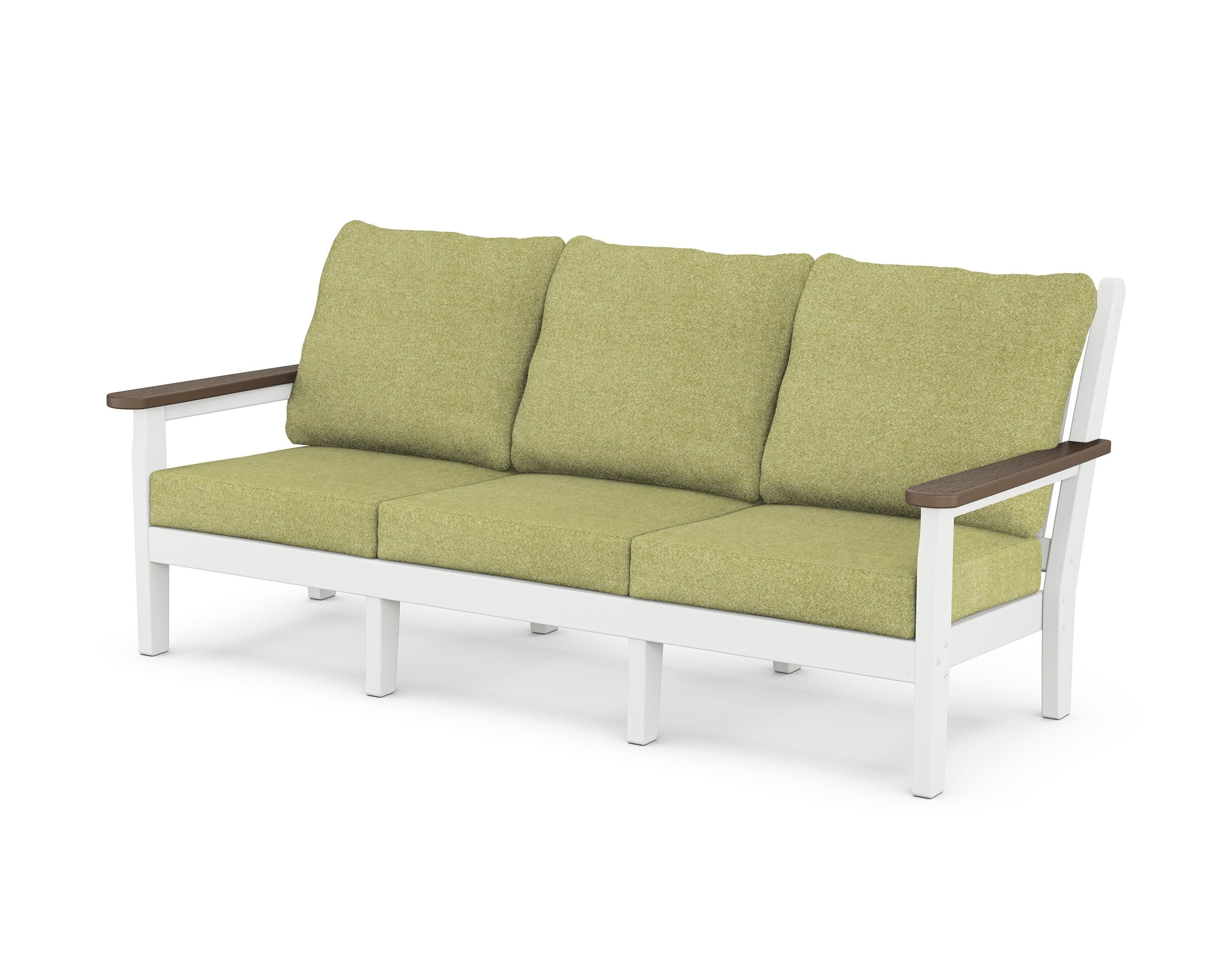 Chippendale Deep Seating Sofa in White / Kona / Chartreuse Boucle