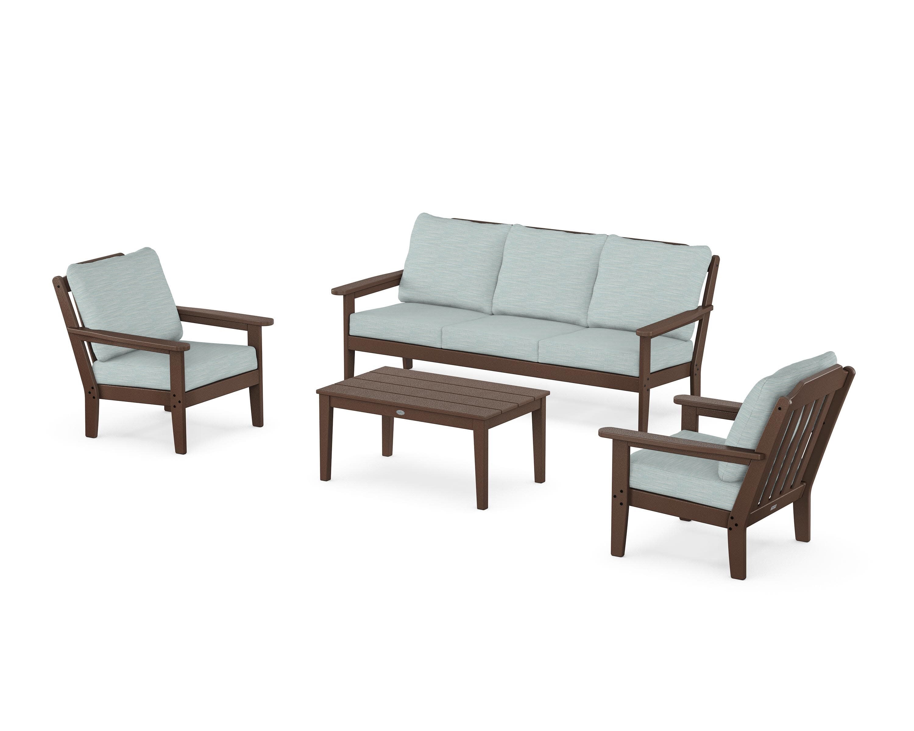 Cottage 4-Piece Deep Seating Set with Sofa in Mahogany / Soothe Mist