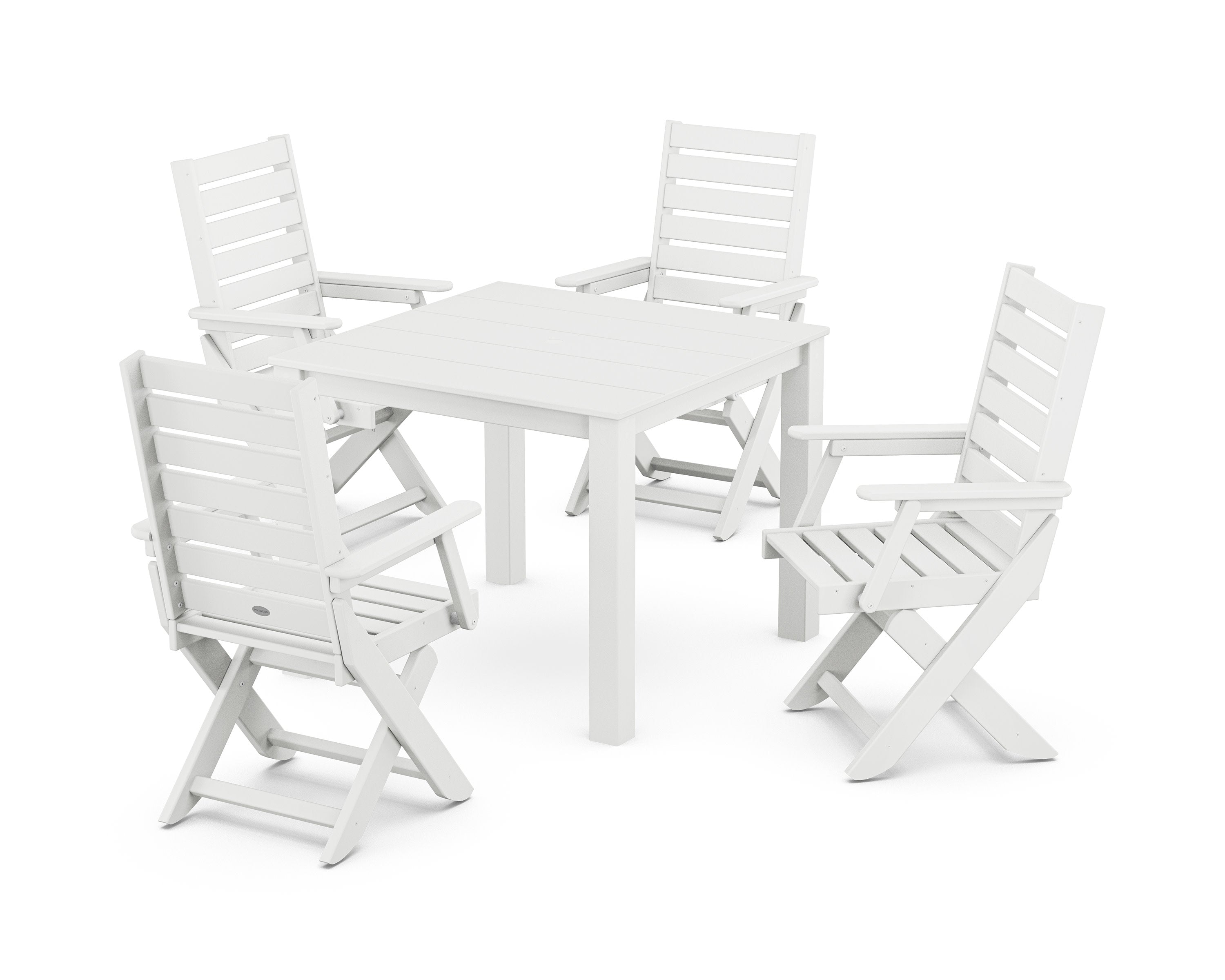 Captain Folding Chair 5-Piece Parsons Dining Set in White